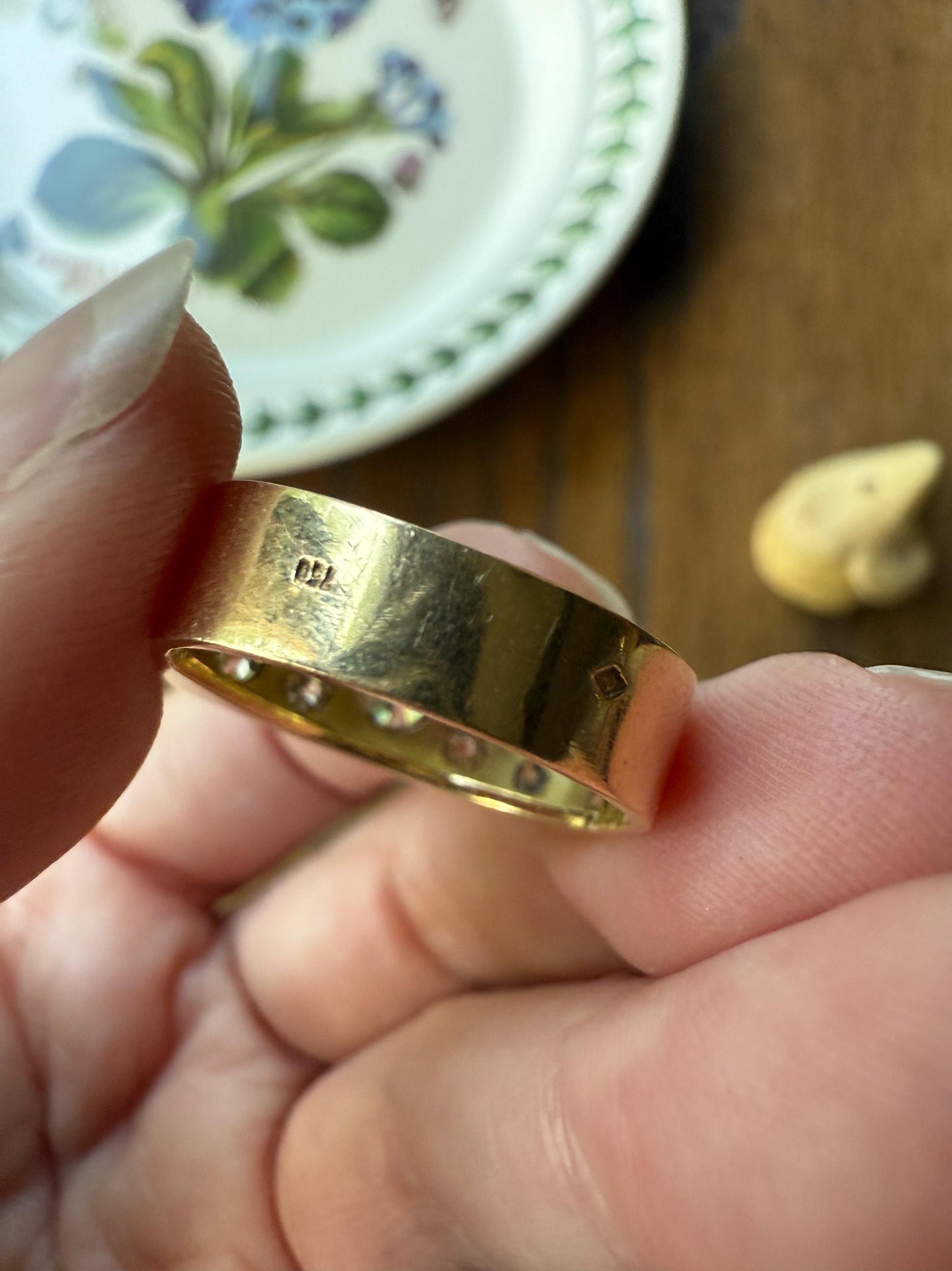 Transitional & Old Mine Cut DIAMOND 1Ctw French Vintage Grid Ring Platform Unisex Nine Stone Sturdy 7.5g 18k Gold Chunky Signet Stacker Gift