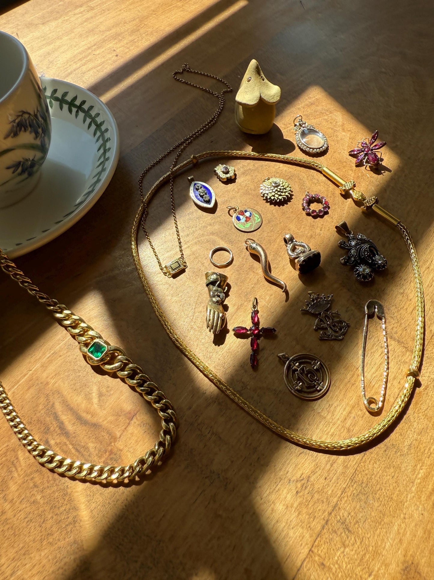 LARGE Vintage Safety Pin Brooch Figural 18k Gold Braided Bar Pendant Charm Holder Extender Connector Parts