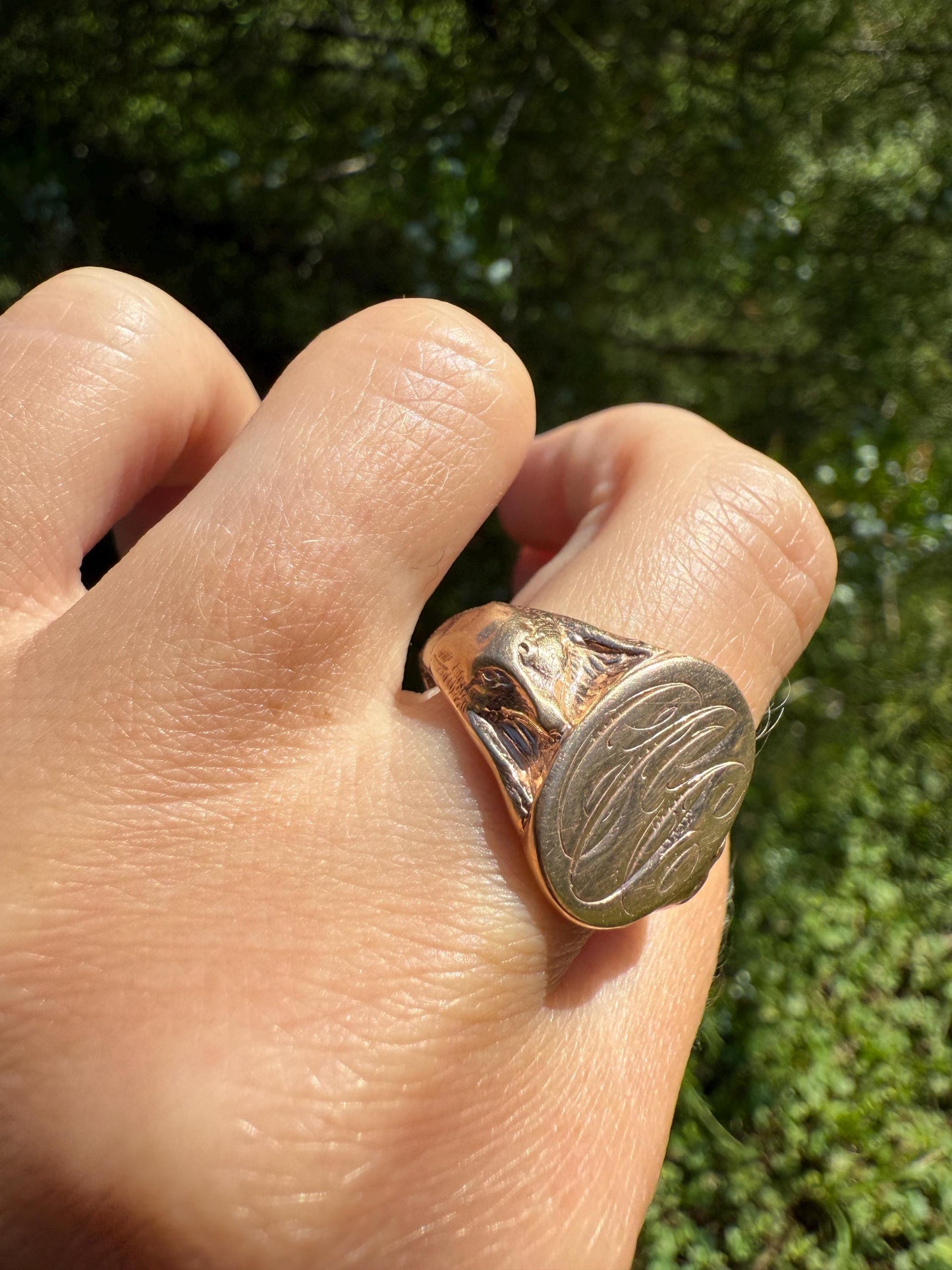FOX or WOLF Figural Signet 8.5g 10k Rose Gold Antique Animal Ring Chunky Band Sturdy Heavy Unisex Lifelike Detail Initial Monogram Man or