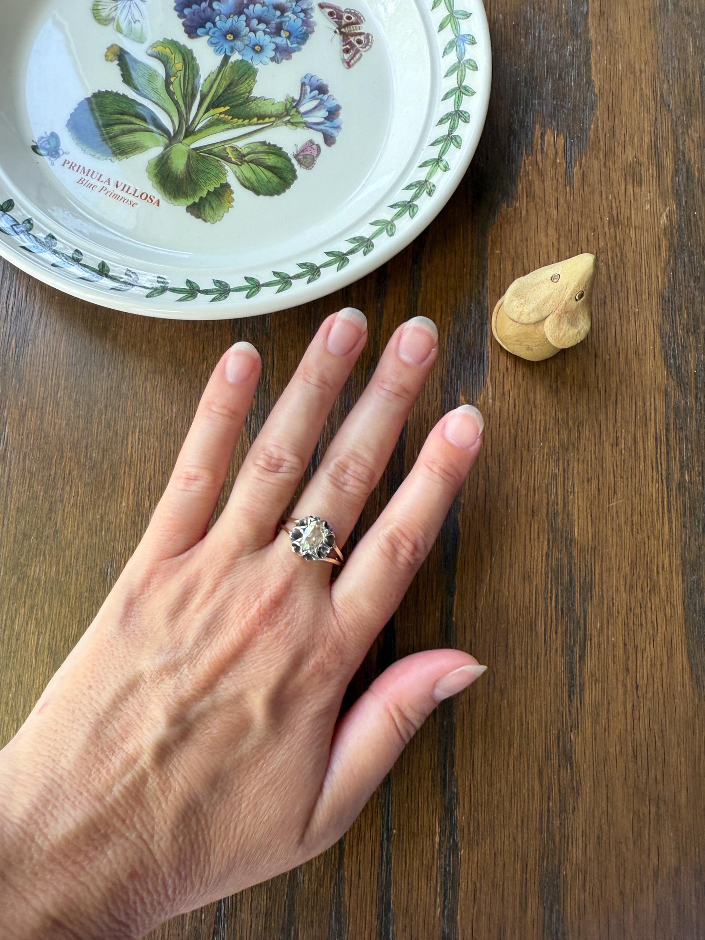 ANTIQUE Elongated Old Mine Cut Oval DIAMOND Eye Clean Silver Star Prong Basket Setting in 10k Gold Unique Buttercup Victorian .6 to 1.2 Ct.