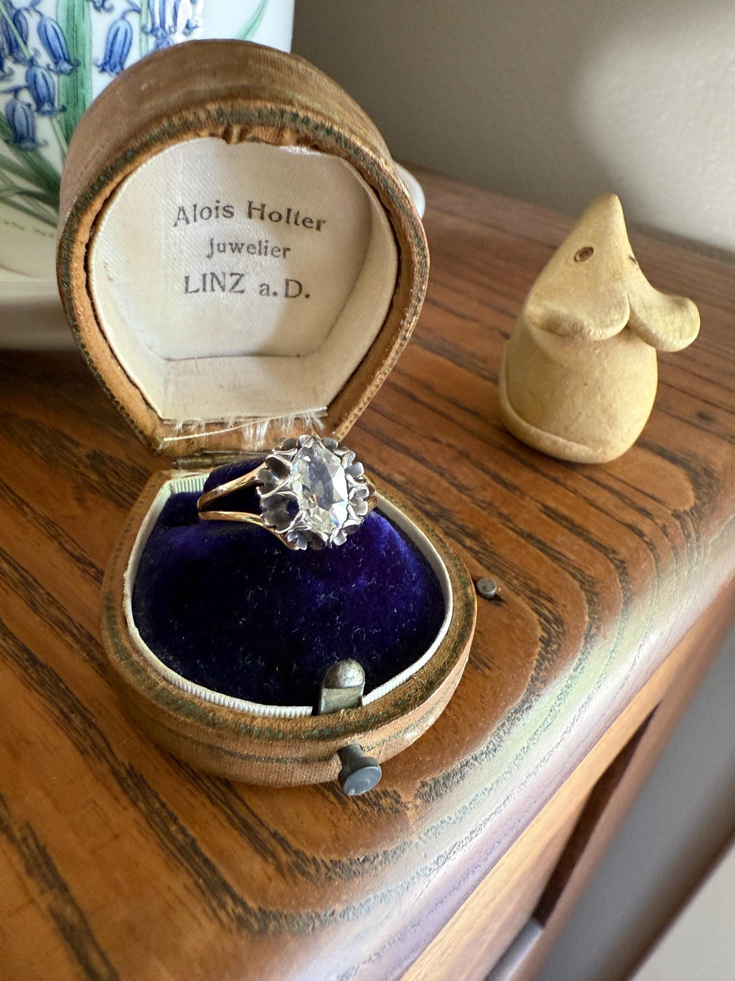 ANTIQUE Elongated Old Mine Cut Oval DIAMOND Eye Clean Silver Star Prong Basket Setting in 10k Gold Unique Buttercup Victorian .6 to 1.2 Ct.