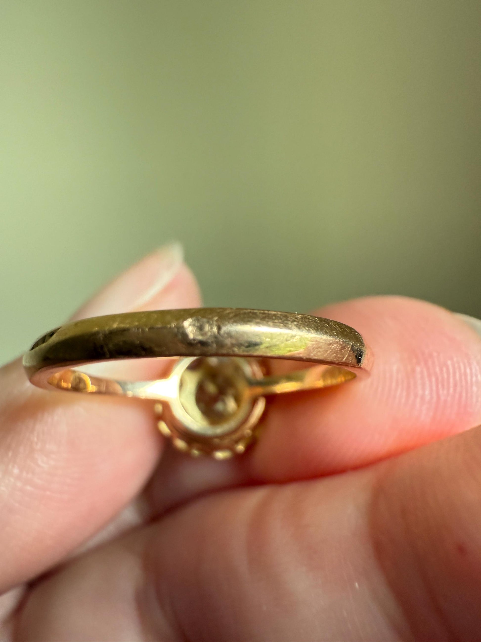 CLUSTER Ring Old Mine Cut Rose Cut DIAMOND Daisy Floral French Victorian Antique 18k Gold Ring Tall Stacker Band Belle Epoque Gift OMC