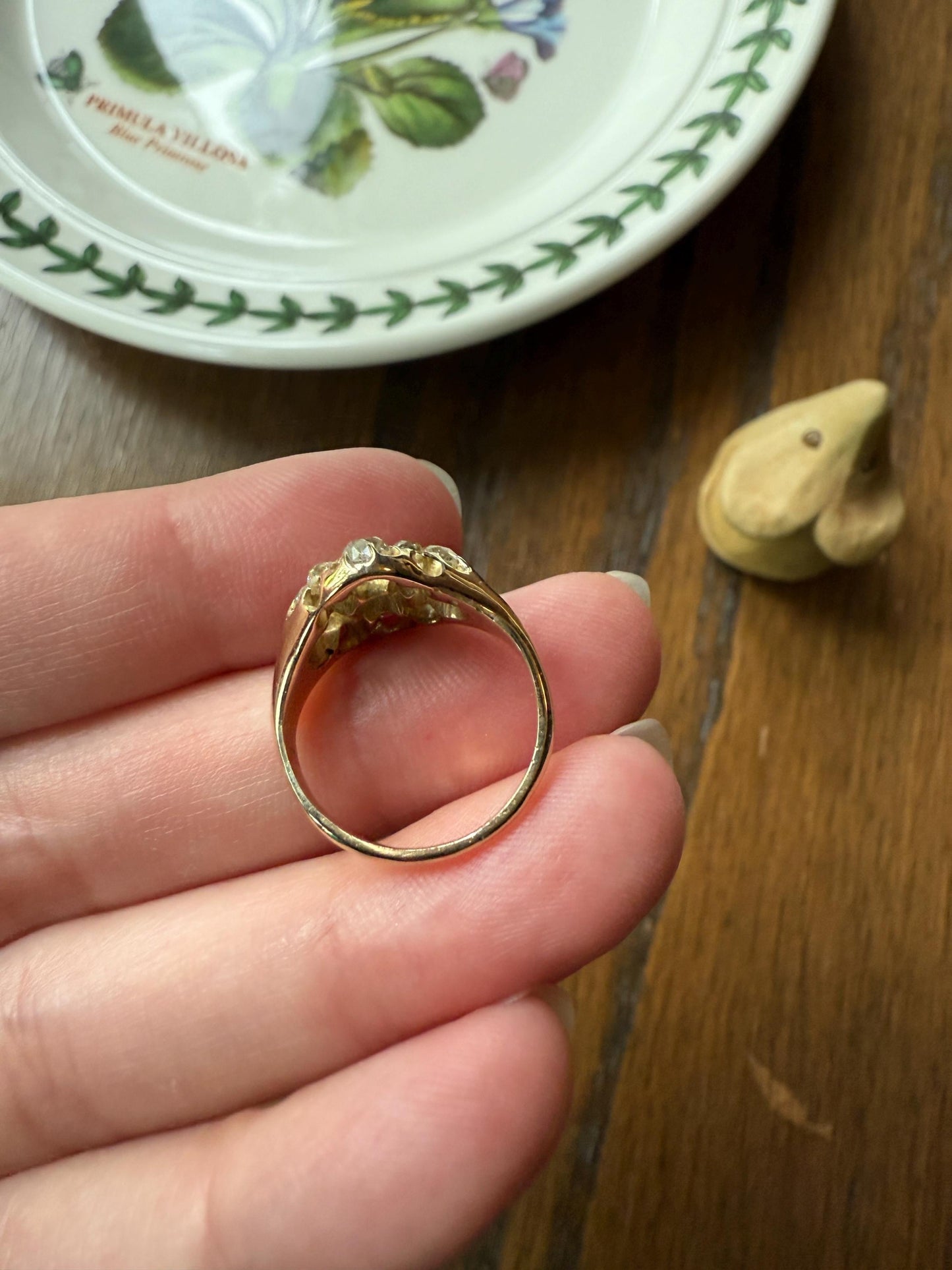 CHUNKY 1.2 Carat Old Mine Cut DIAMOND Cluster Ring 15k Gold Delicious Pale Yellow Nine Stone Cruciform Halo Belcher Buttercup 1.2Ctw OMC