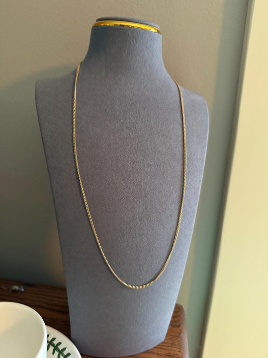 The Perfect Chain? Vintage 6.6g 10k Gold Solid Necklace Pendant Holder 1.8mm Gauge Small Curb Link 24 Inches Long