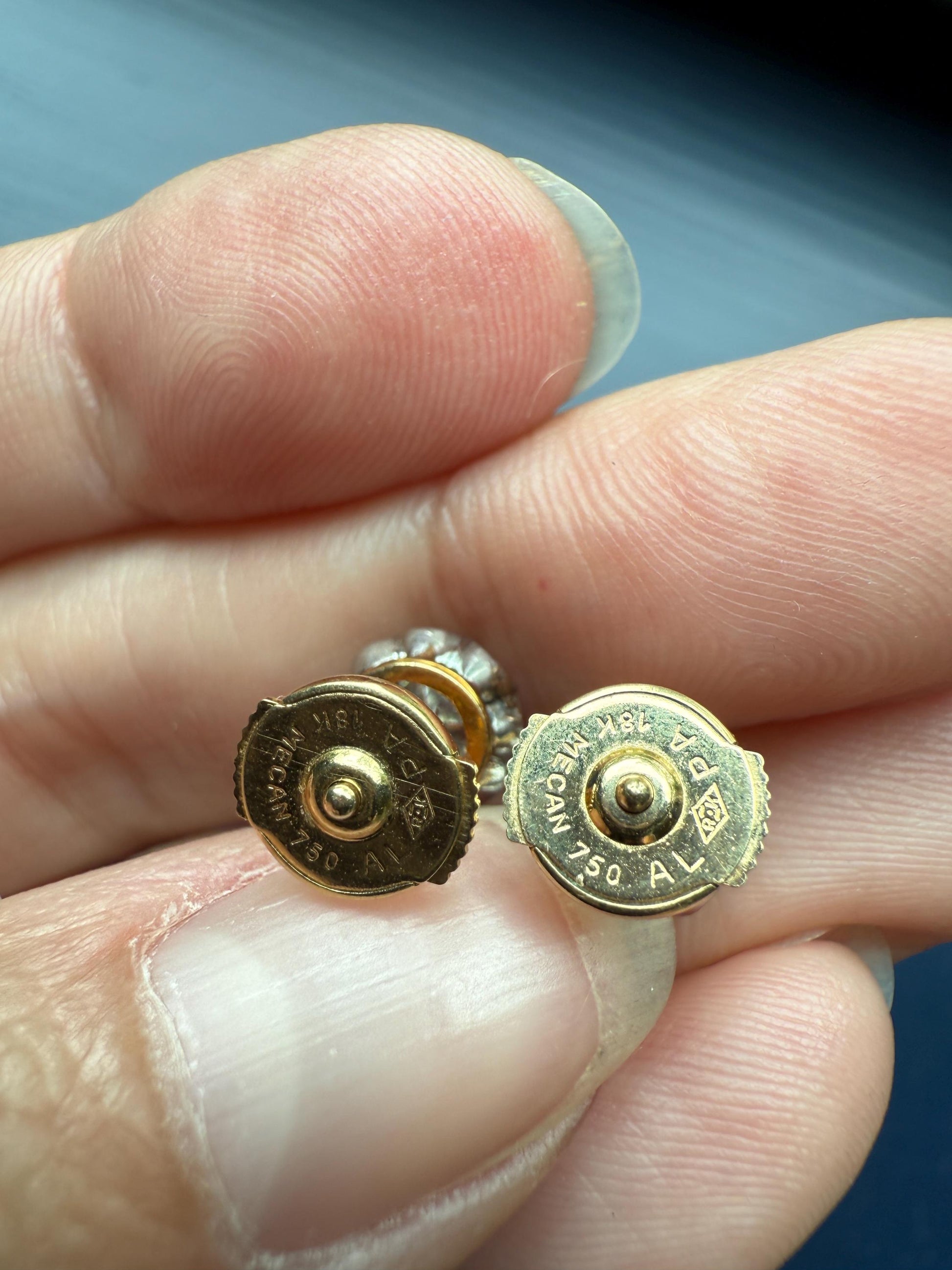 Antique 1 Carat Tdw Old Mine Cut DIAMOND Buttercup Prong Stud Earrings French 18k Gold Romantic Gift Earstack Victorian Belle Epoque 1Ct OMC