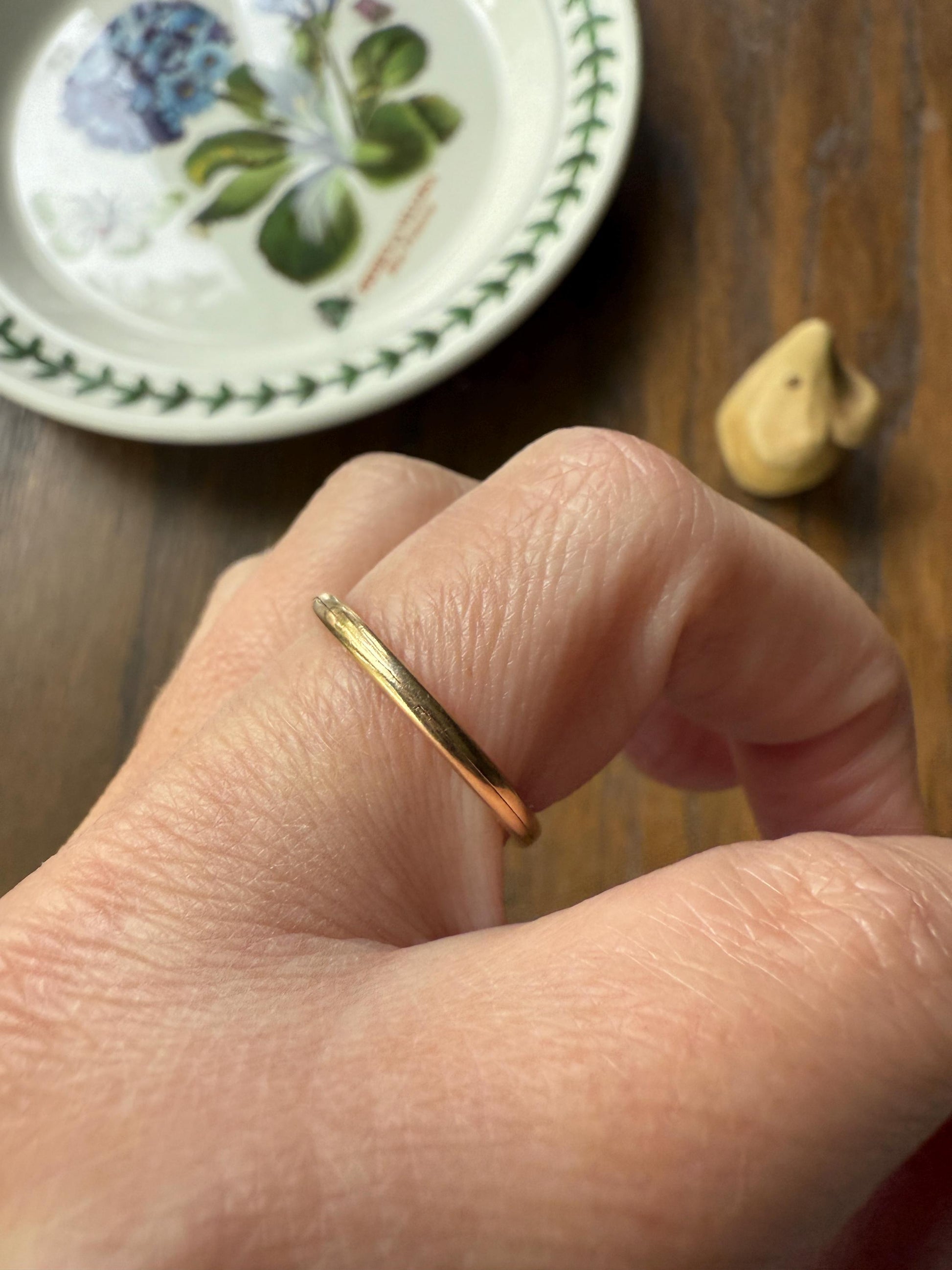 DATED 1839 Early VICTORIAN French Antique 18k Gold GIMMEL Twin Wedding Band Skinny Puzzle RiNG Donut Stacker Comfort Fit Gift Love Georgian