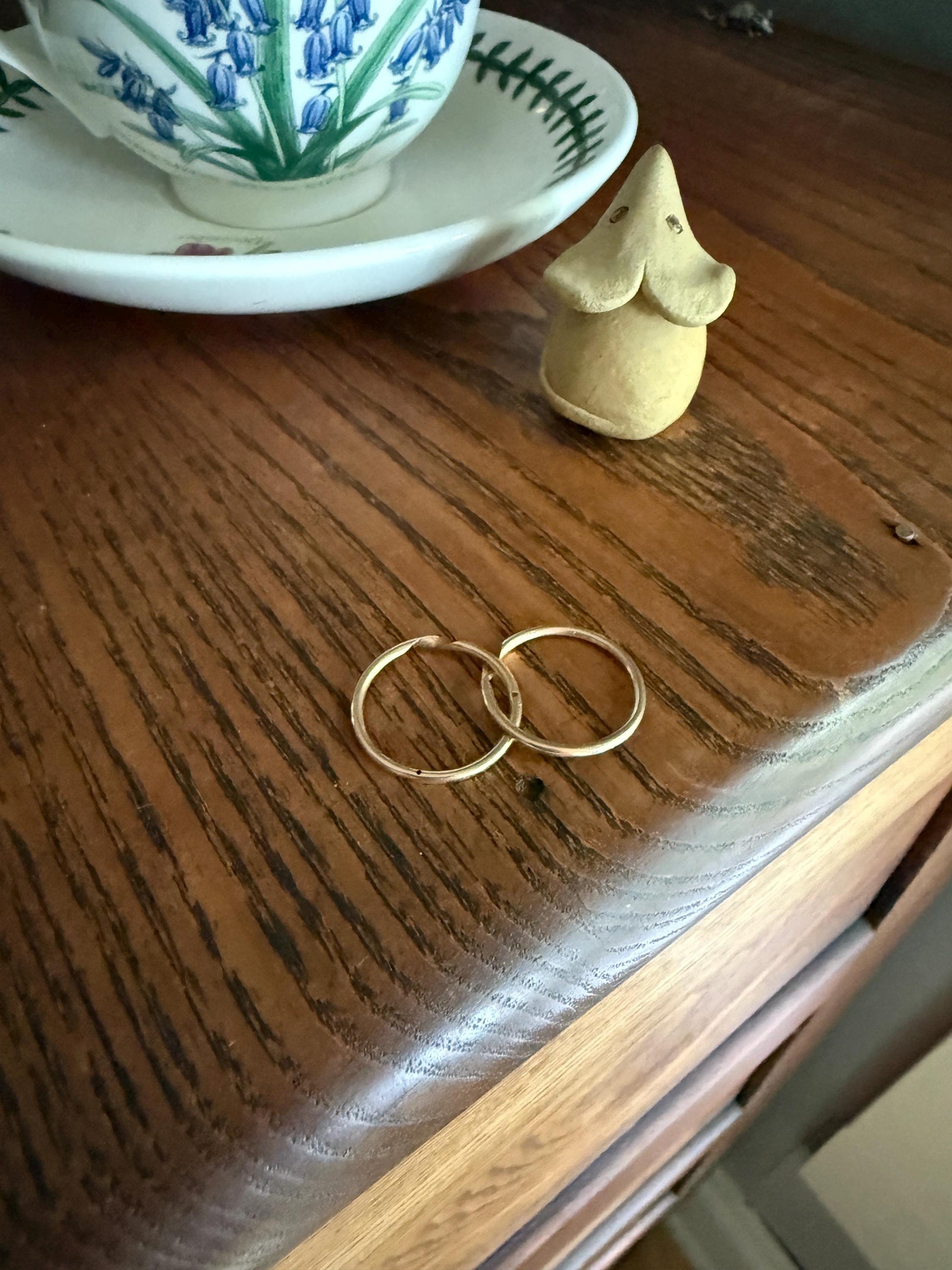 DATED 1839 Early VICTORIAN French Antique 18k Gold GIMMEL Twin Wedding Band Skinny Puzzle RiNG Donut Stacker Comfort Fit Gift Love Georgian