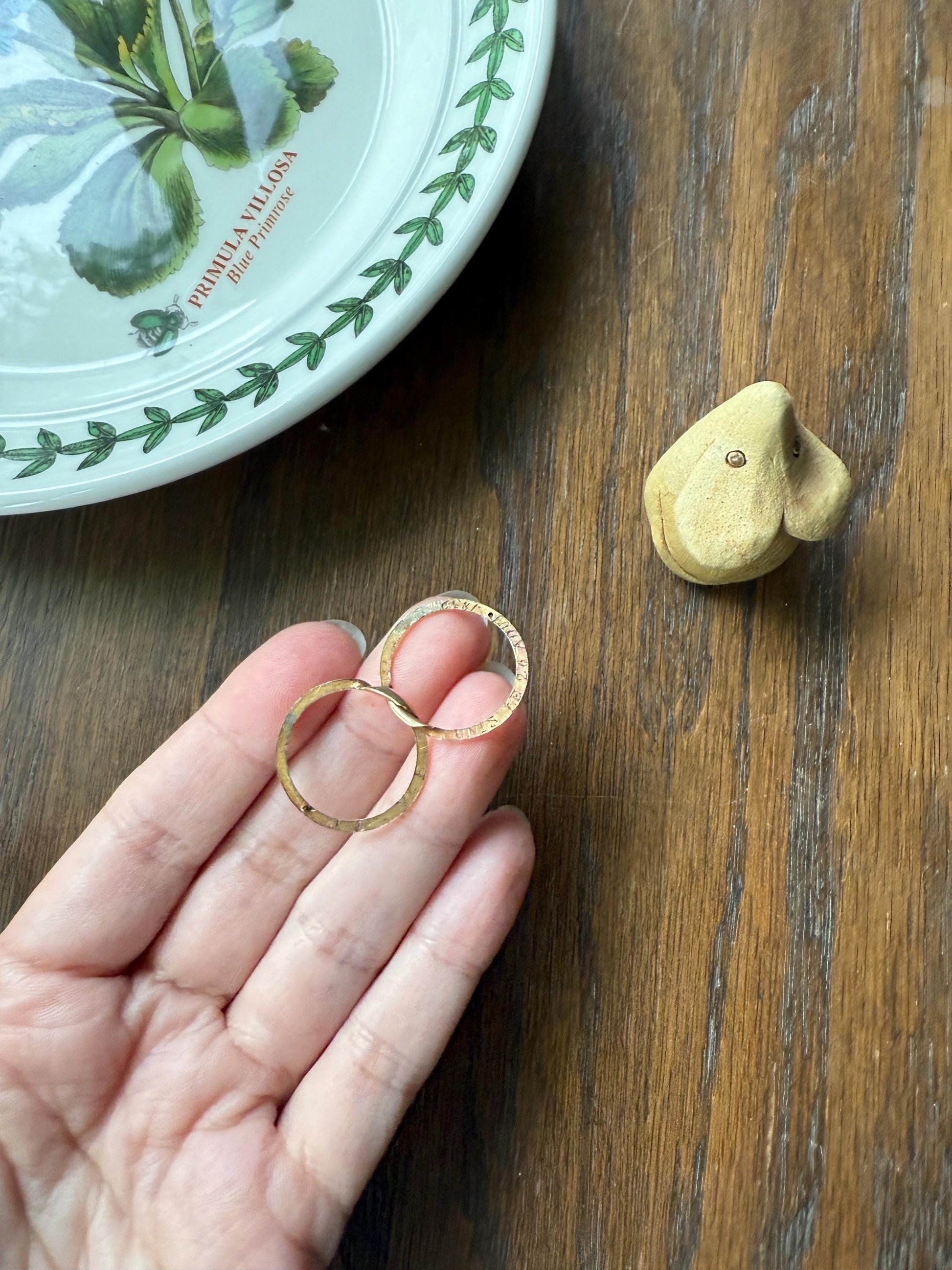 DATED 1839 Early VICTORIAN French Antique 18k Gold GIMMEL Twin Wedding Band Skinny Puzzle RiNG Donut Stacker Comfort Fit Gift Love Georgian
