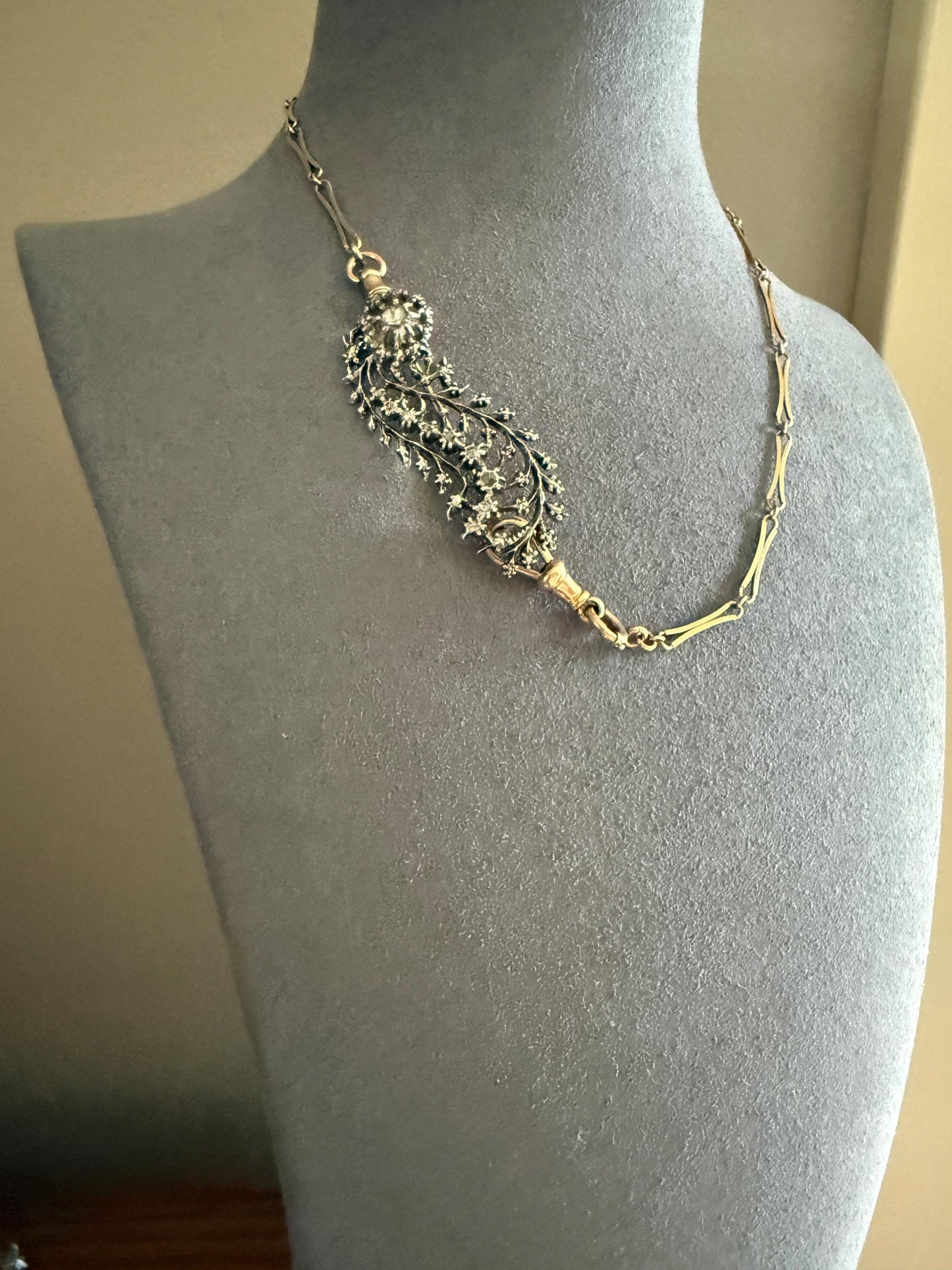 Antique Floral Haley's Comet Rose Cut Diamond Brooch Extender Connector Pin 18k Gold Silver Solid Victorian Bridal Hair Pin Something Old