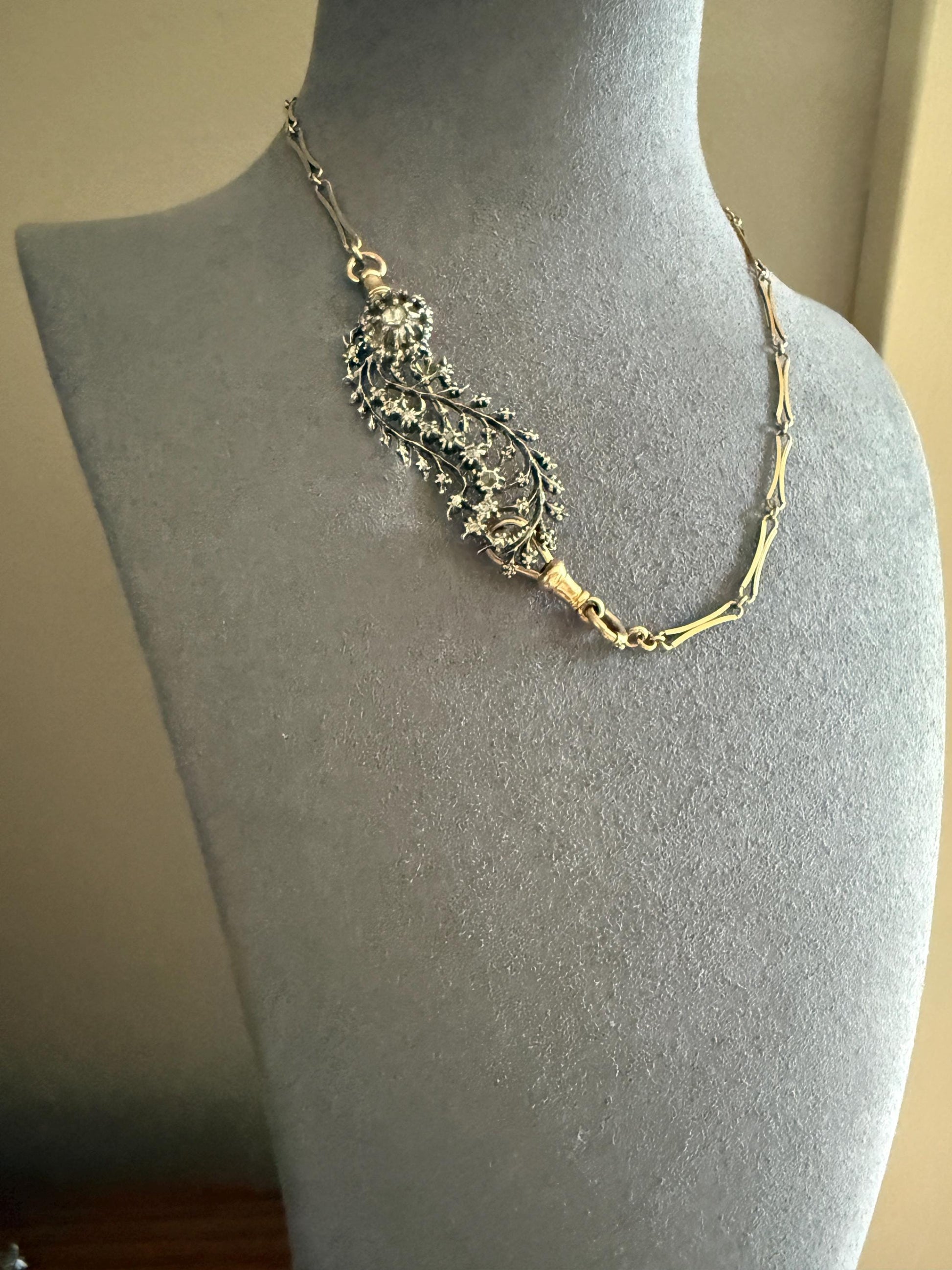 Antique Floral Haley's Comet Rose Cut Diamond Brooch Extender Connector Pin 18k Gold Silver Solid Victorian Bridal Hair Pin Something Old