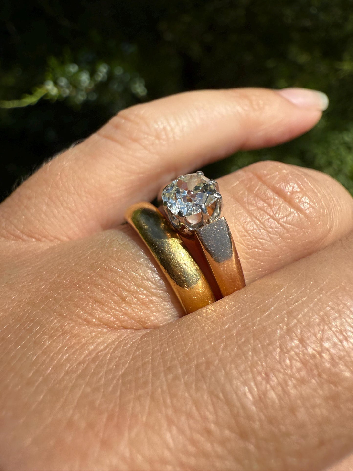 Classic Antique .75 Carat Eye Clean Old Mine Cut Diamond 18k Rosy Gold French Victorian Engagement Ring Solitaire Band Stacker