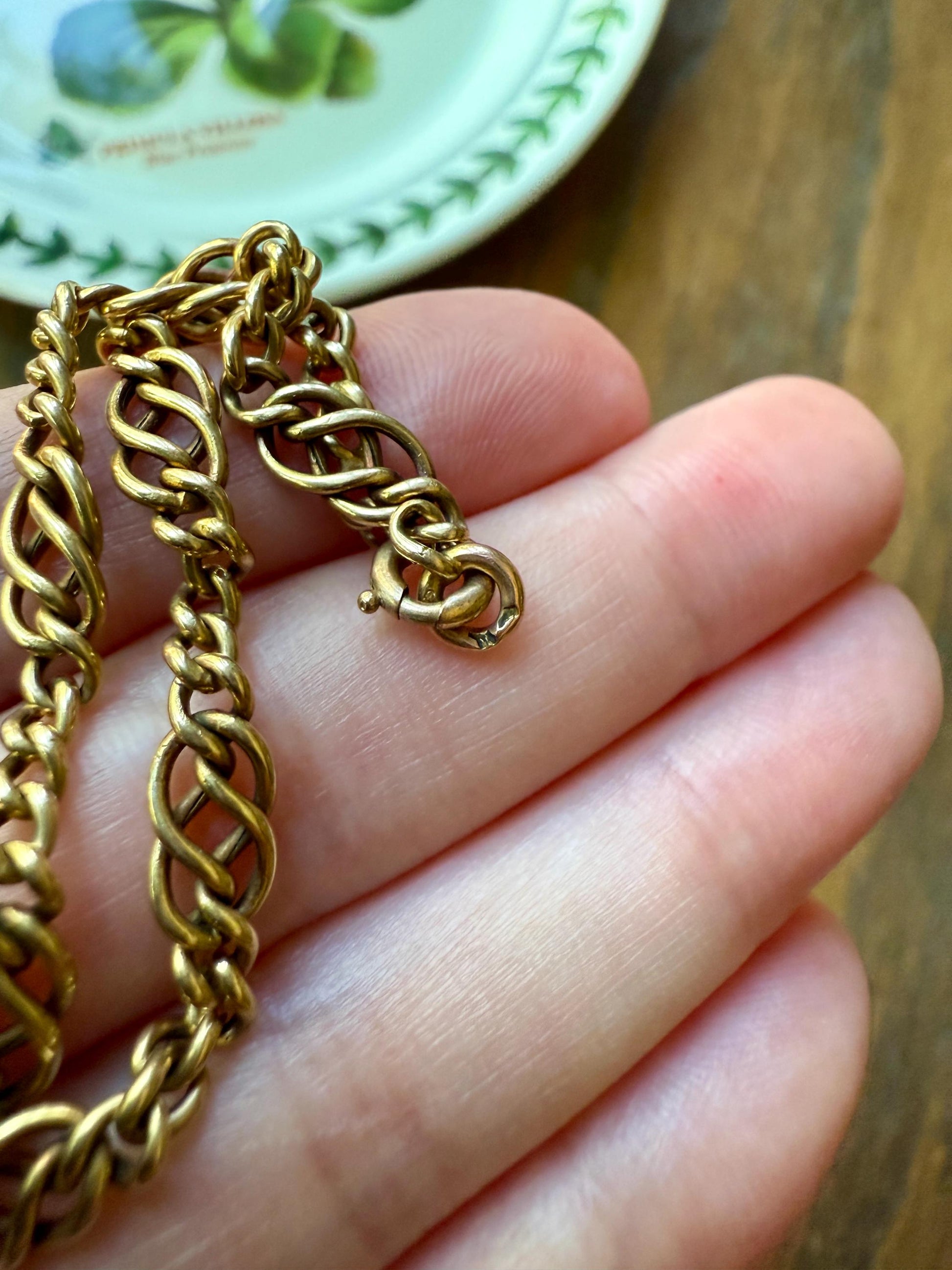 Antique Victorian BRACELET 4.4g 18k Gold Solid French Belle Epoque Curb & Braid Link 5.1mm Staple Chain Wriststack Romantic Gift