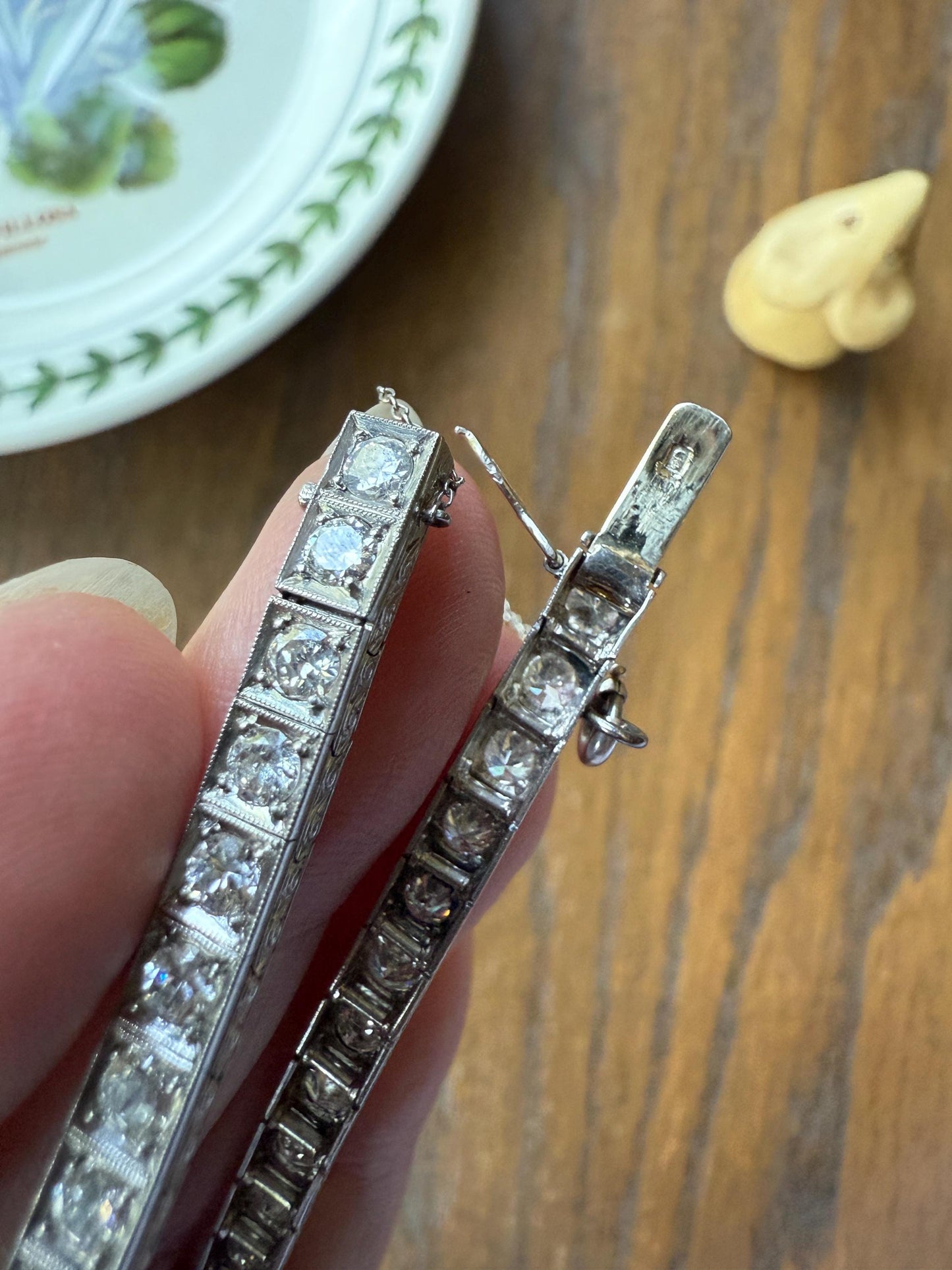 Art Deco 6.25 CARAT 39 Transitional Cut DIAMOND Line Riviera Tennis Bracelet Platinum French Vintage Eternity Square Riviere Wriststack