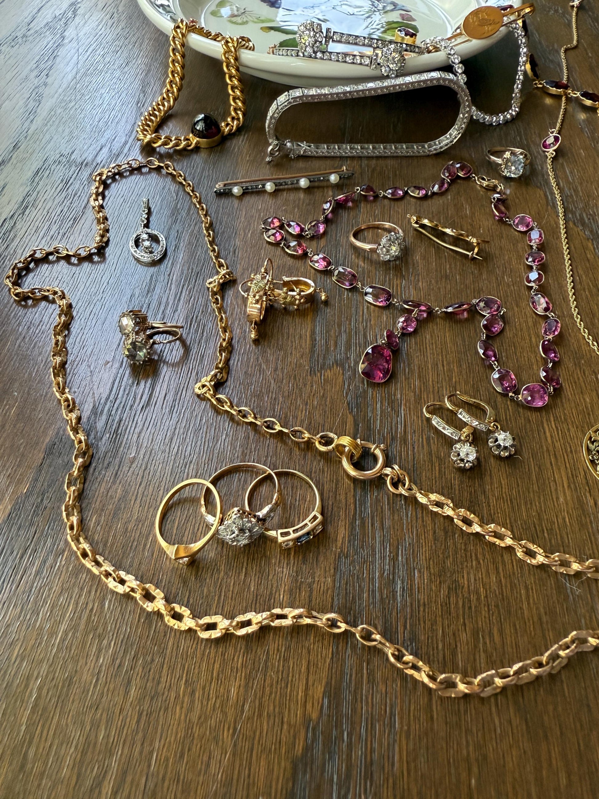 French Antique Tube Link Necklace Chain 15.75 Inch 6.7g 18k Gold Solid Ornate Collar Choker Pendant Holder Layer Belle Epoque Gift Neckmess