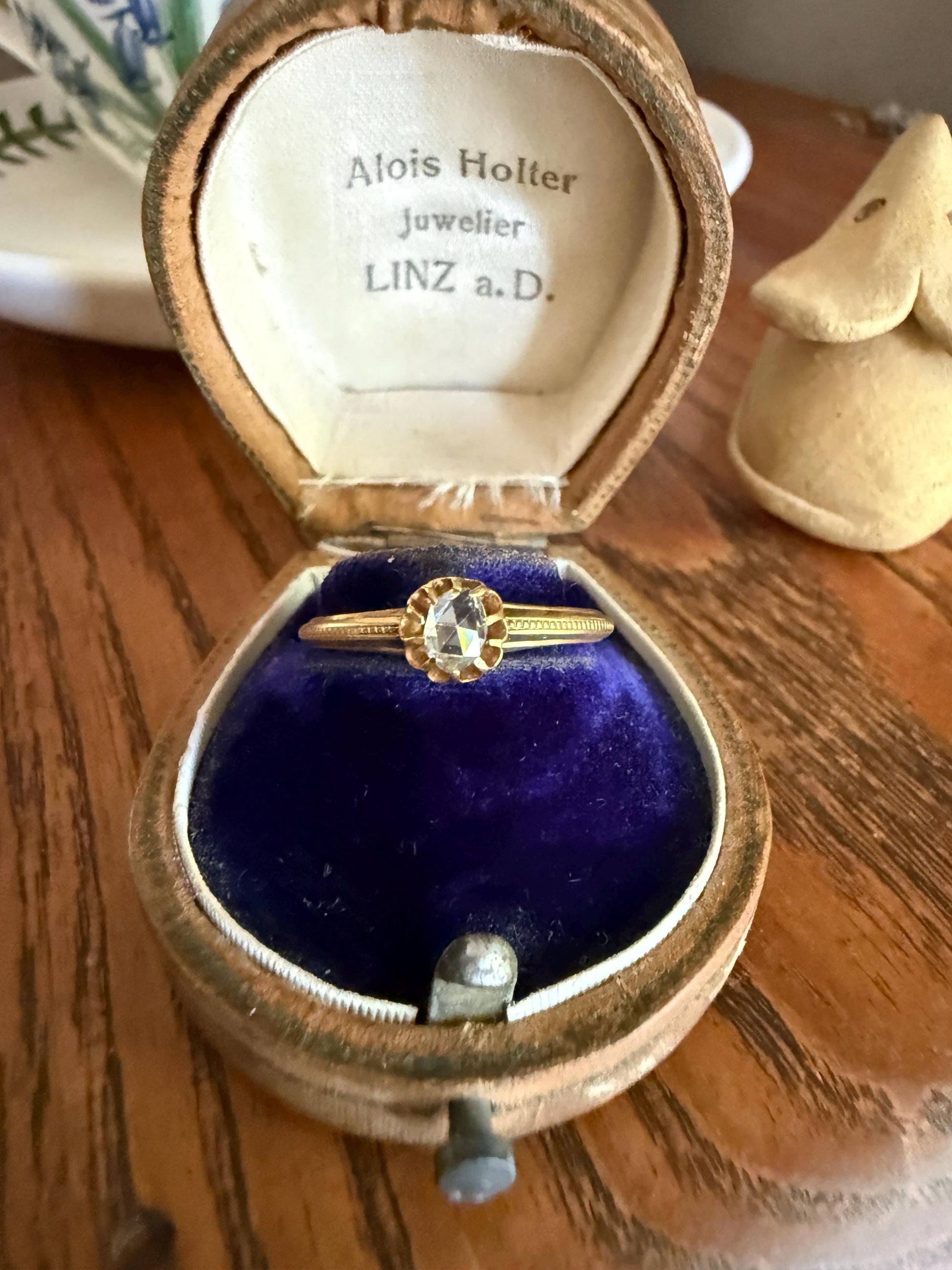 SWEETIE Victorian Antique Oval Open Back Rose Cut DIAMOND Solitaire Engagement Wedding Buttercup Ring 18k Gold Big Finger Minimalist Stacker