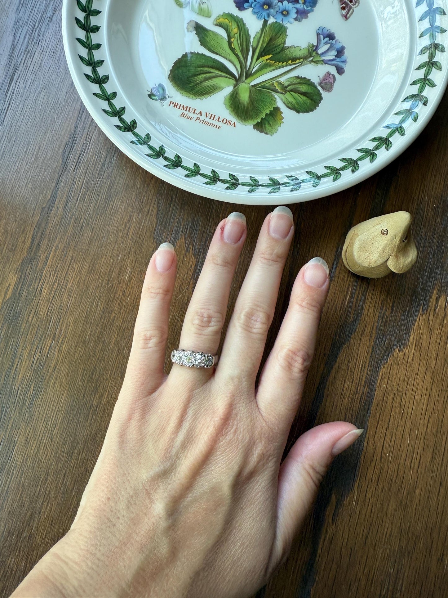 CHUNKY 1.5 Carat Five Stone Old Mine Cut Diamond Band French Antique Platinum Ring Stacker Wedding Anniversary Edwardian OMC