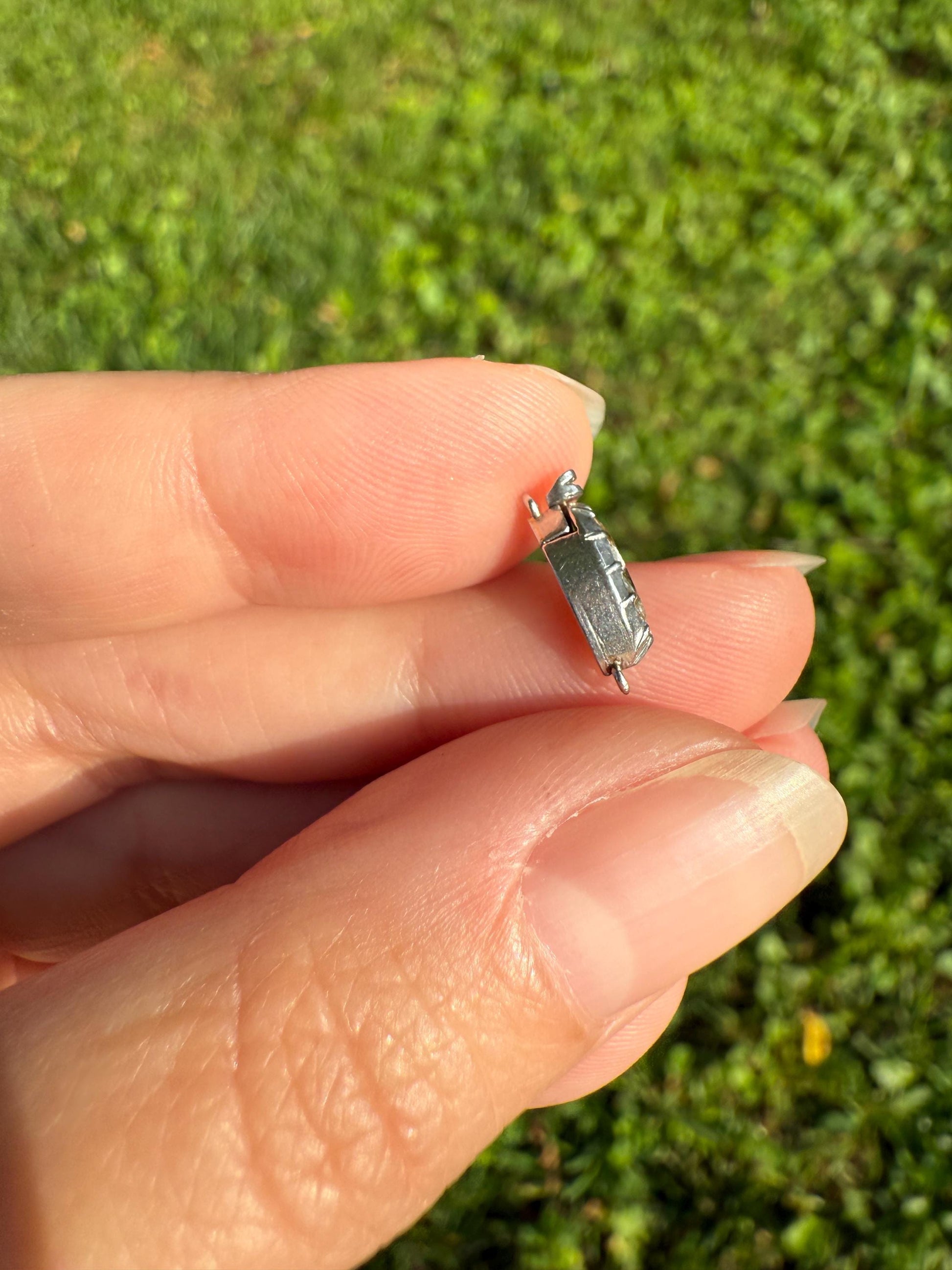 Dainty Antique Old Mine Cut MARQUISE Diamond CLASP Pendant Platinum 18k Gold French Art Deco Bridal Something Old Neckmess Parts Finding Omc