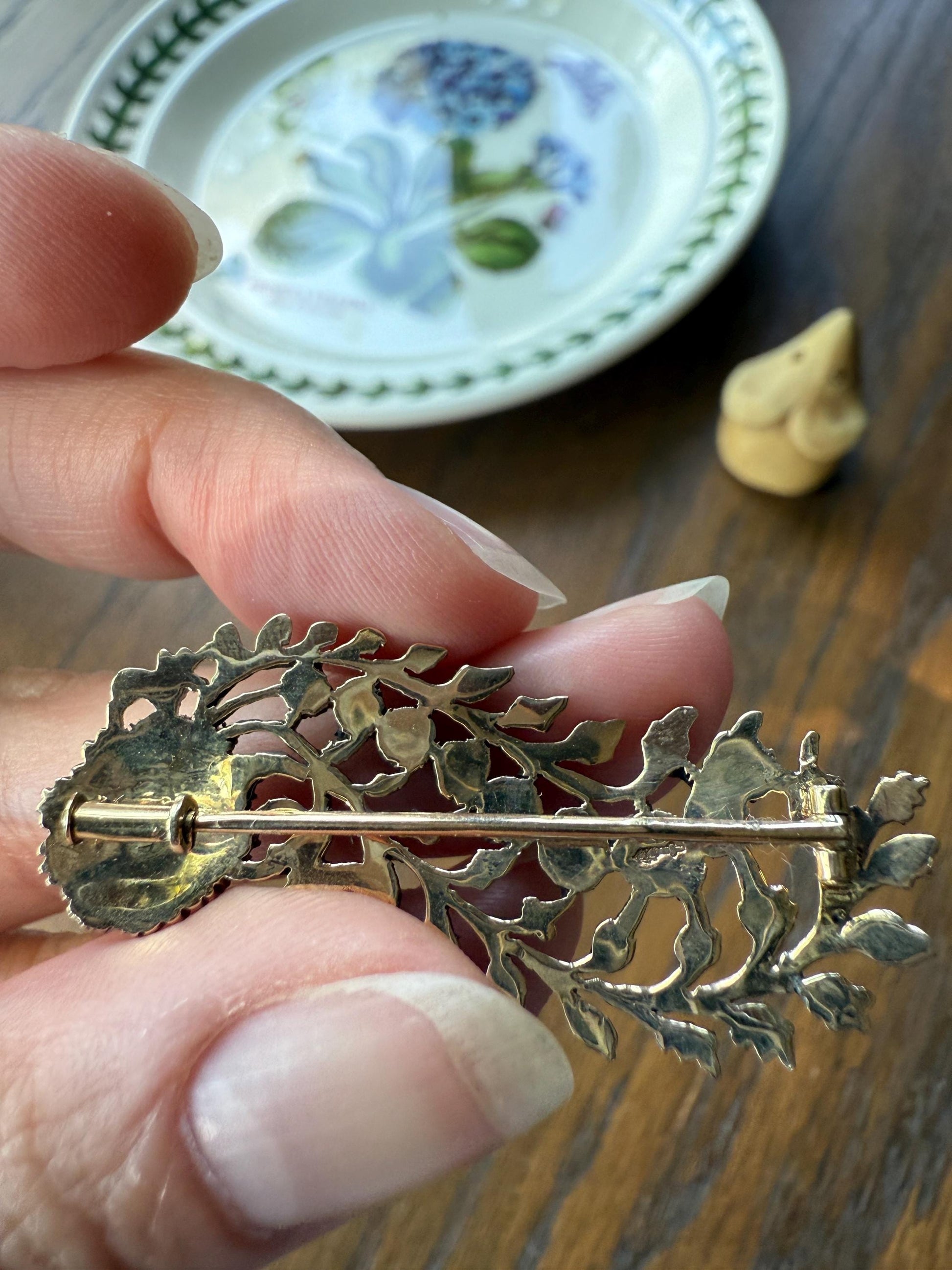 Antique Floral Haley's Comet Rose Cut Diamond Brooch Extender Connector Pin 18k Gold Silver Solid Victorian Bridal Hair Pin Something Old
