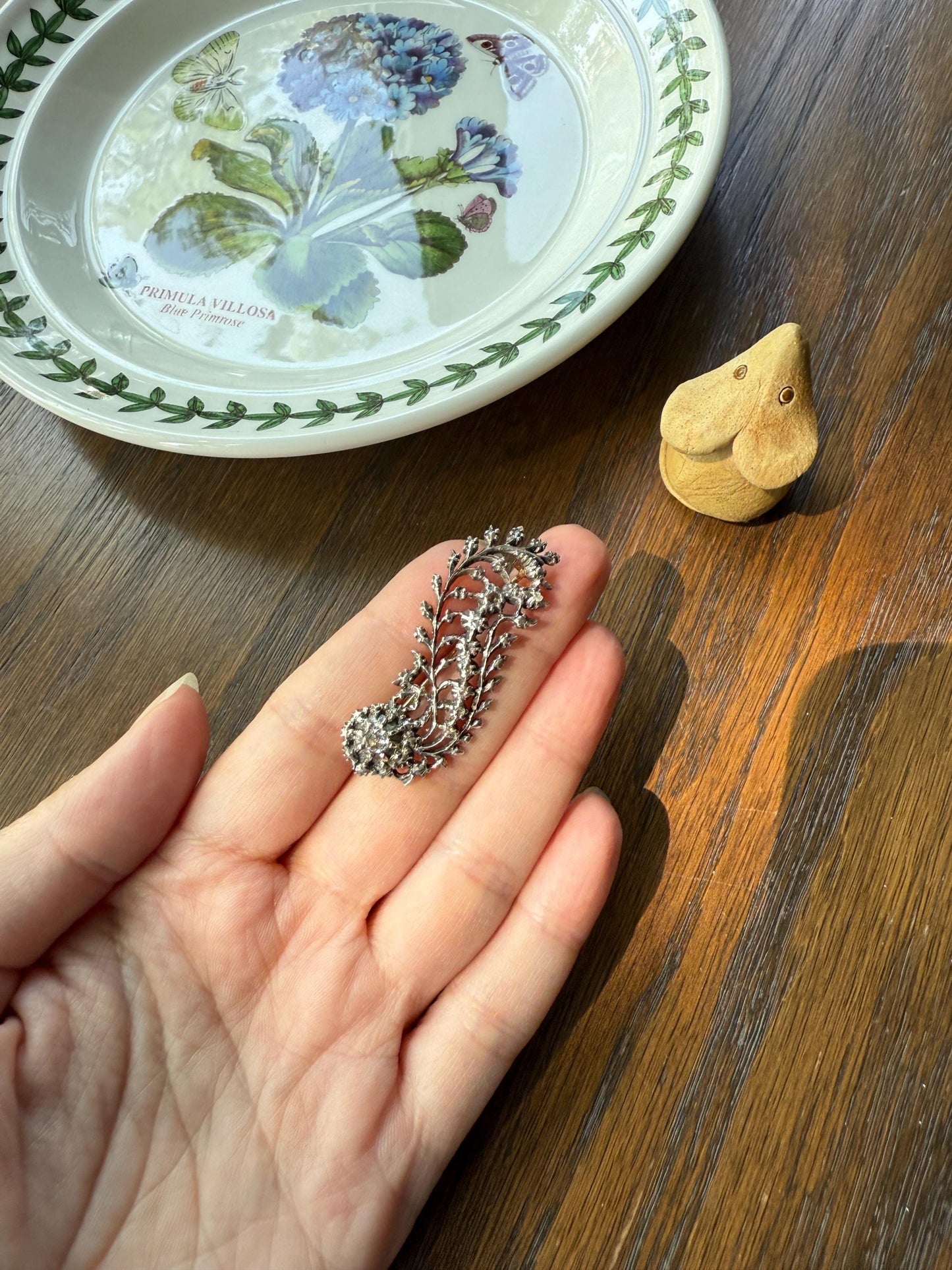 Antique Floral Haley's Comet Rose Cut Diamond Brooch Extender Connector Pin 18k Gold Silver Solid Victorian Bridal Hair Pin Something Old