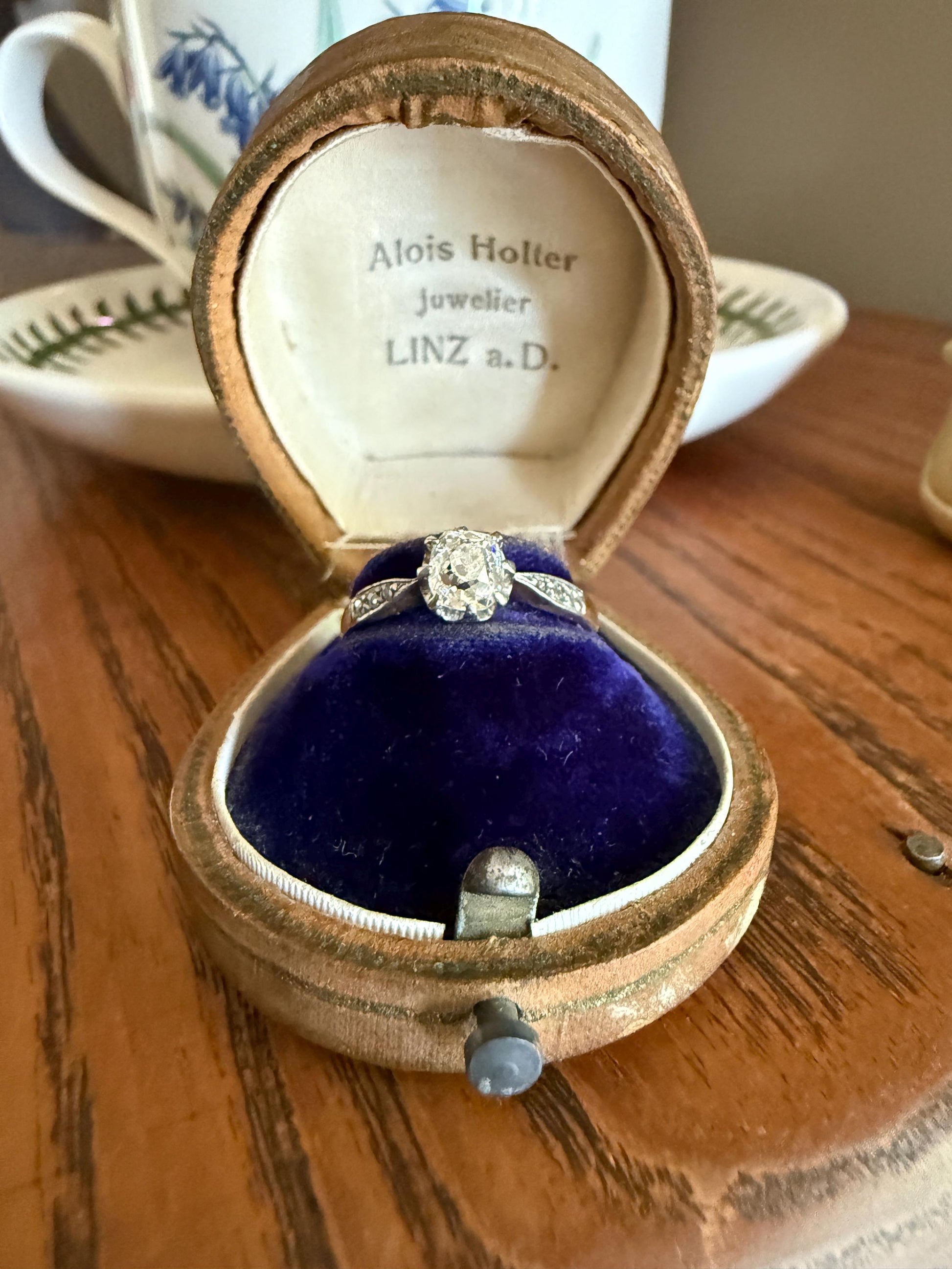 Classic Antique .67 Carat Old Mine Cut Diamond & Rose Cut Accents 18k Gold French Victorian Engagement Ring Solitaire Band Stacker OMC