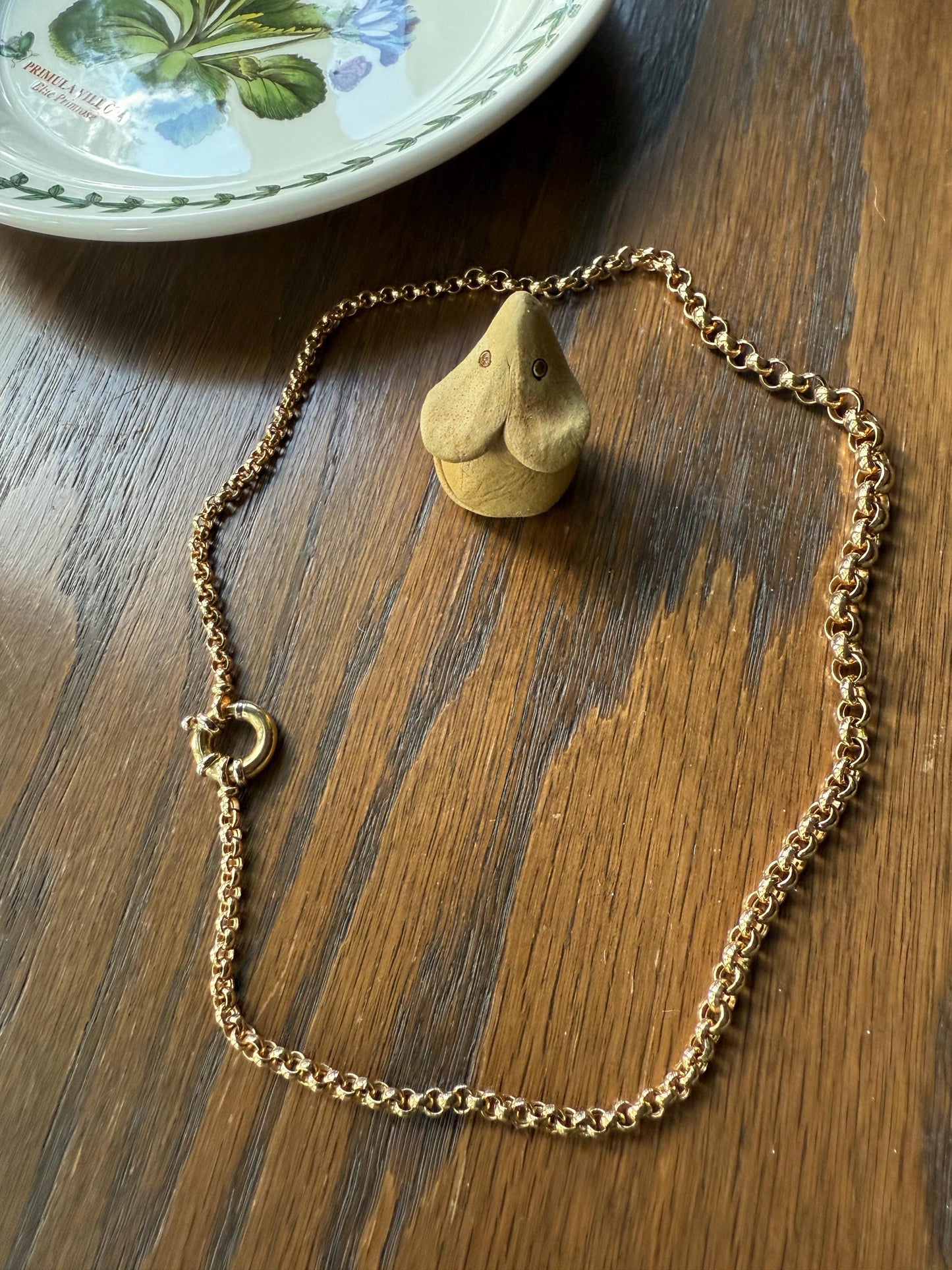 Chunky 19g 18k GOLD Solid Rolo Belcher Link Sturdy Vintage Chain 18" Necklace Wide Chunky Neckmess Retro Layering Collar XL Spring Ring