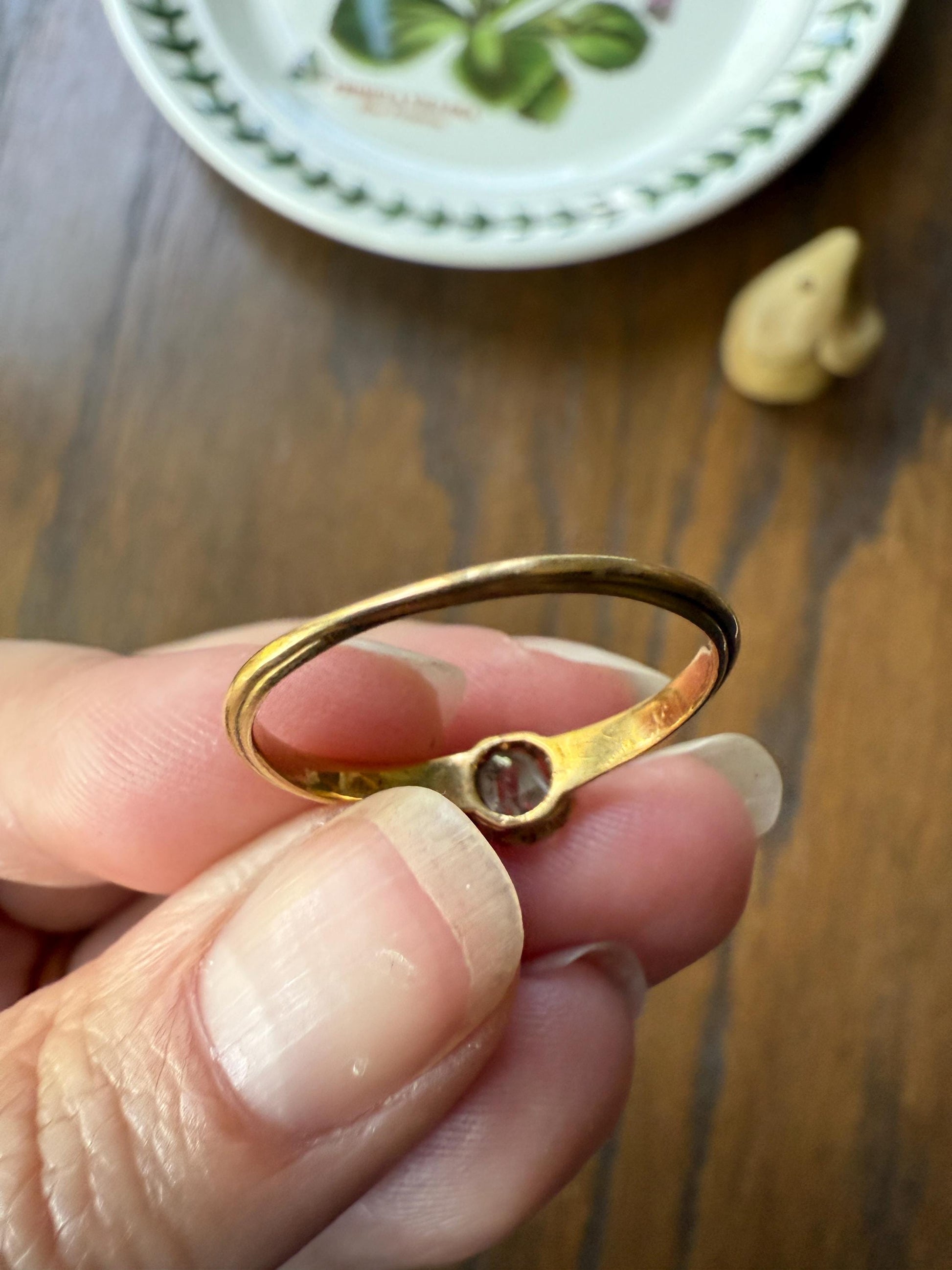 SWEETIE Victorian Antique Oval Open Back Rose Cut DIAMOND Solitaire Engagement Wedding Buttercup Ring 18k Gold Big Finger Minimalist Stacker