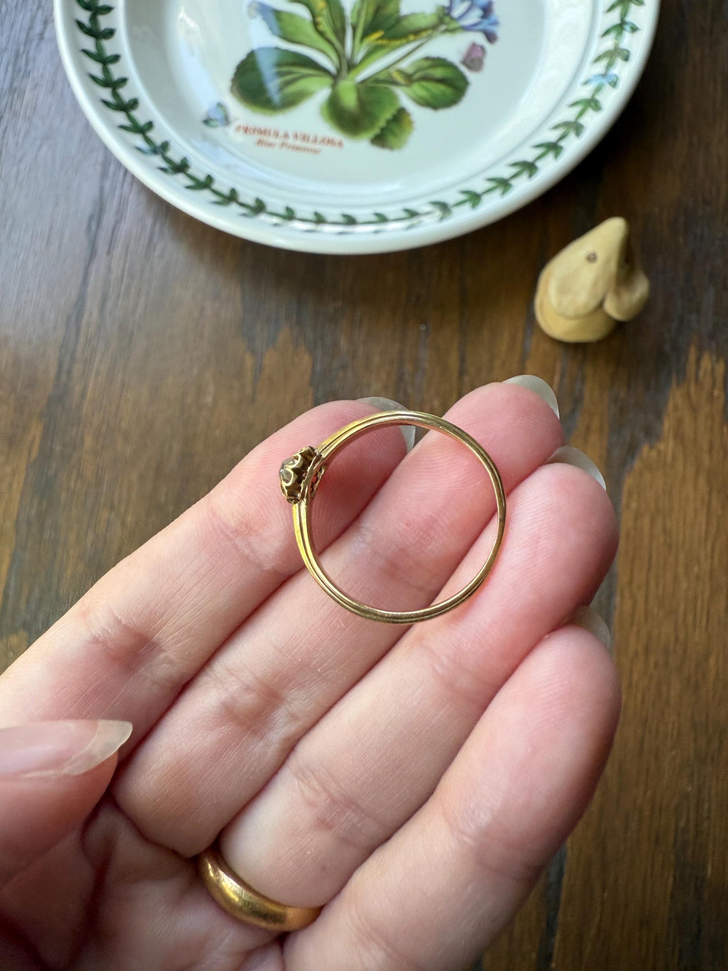 SWEETIE Victorian Antique Oval Open Back Rose Cut DIAMOND Solitaire Engagement Wedding Buttercup Ring 18k Gold Big Finger Minimalist Stacker