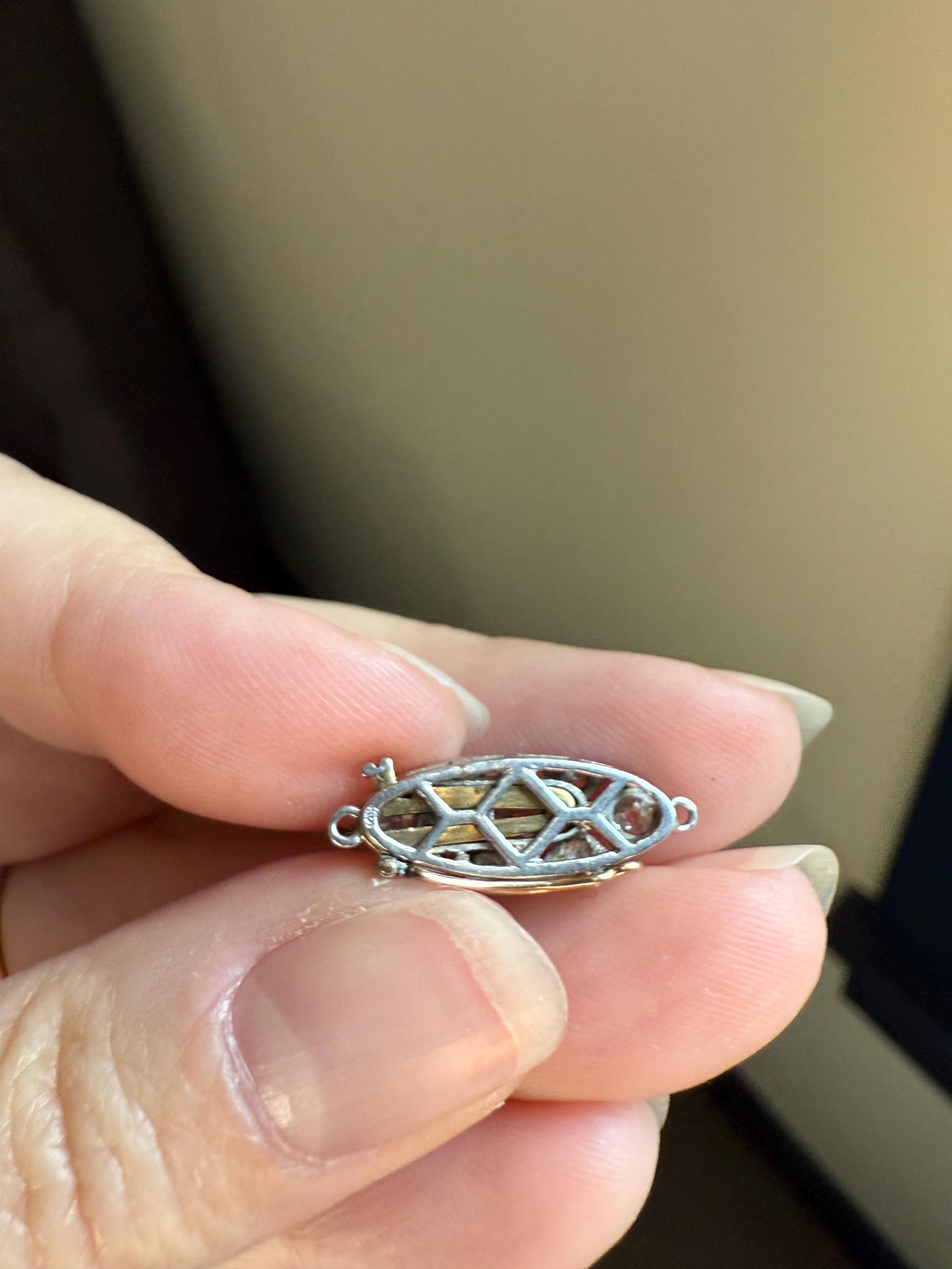Antique .6 Carat Old Mine Cut Diamond Marquise CLASP Pendant Platinum 18k Gold Edwardian Bridal Something Old Neckmess Parts Findings OMC