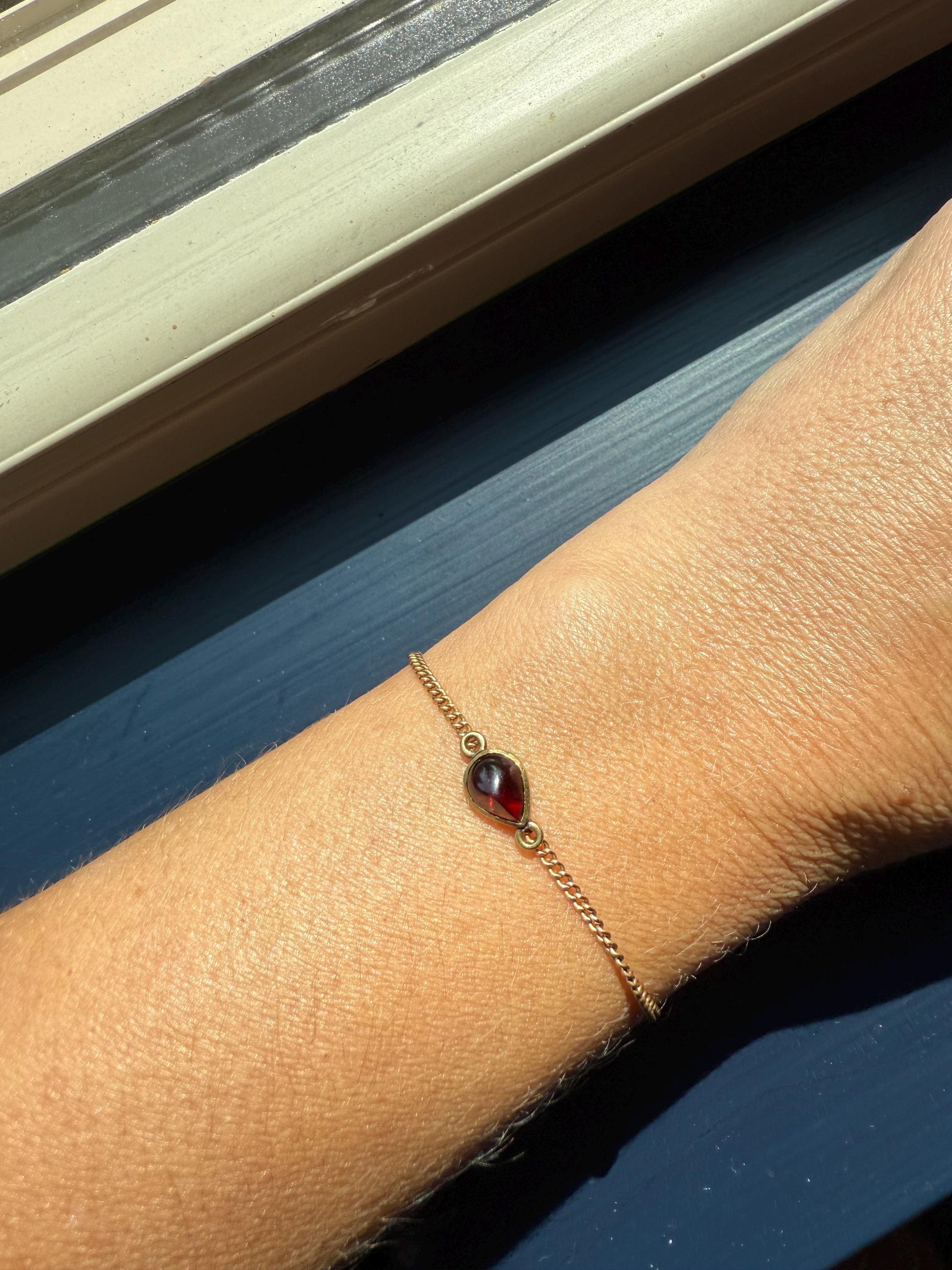 Cabochon GARNET Bezel Set Antique Parts Findings Extender Connector Charm Pendant Necklace Bracelet 5 Avail Teardrop Oval Glowing Purple Red