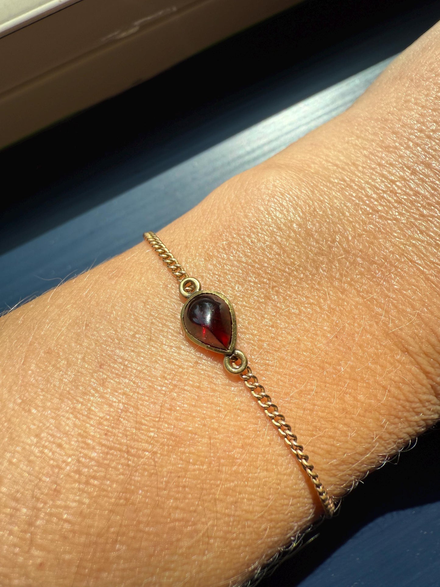 Cabochon GARNET Bezel Set Antique Parts Findings Extender Connector Charm Pendant Necklace Bracelet 5 Avail Teardrop Oval Glowing Purple Red