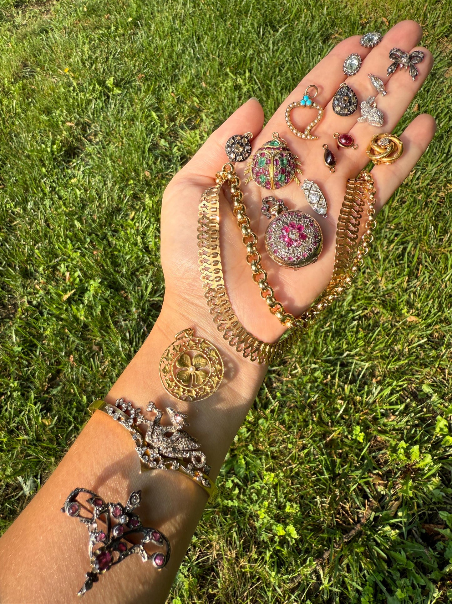 Cabochon GARNET Bezel Set Antique Parts Findings Extender Connector Charm Pendant Necklace Bracelet 5 Avail Teardrop Oval Glowing Purple Red