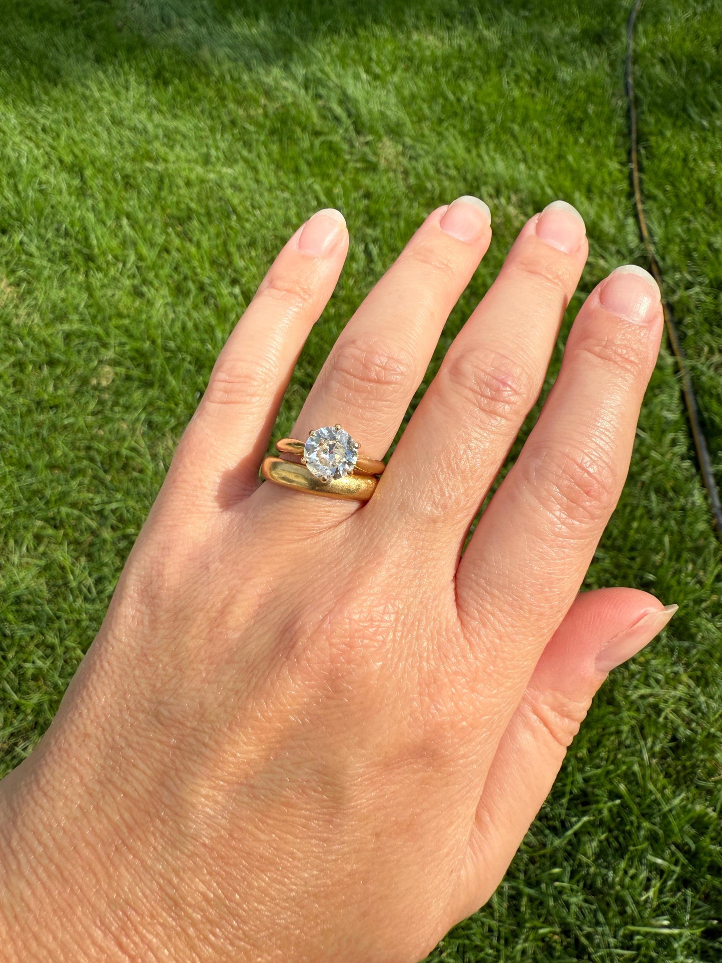 Antique Spready 1.6 CARAT Tall Old Mine Cut DIAMOND Solitaire French Engagement Ring 18k Gold Faces Up 1.8 OMC Daily Wear Stacker Love Gift