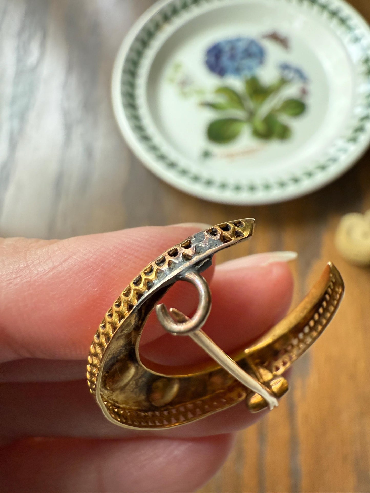 MOON Hammered 18k GOLD Antique VICTORIAN Figural Brooch Extender Buttery Connector Pin or Pendant Conversion Frenc Celestial Jewelry Gift