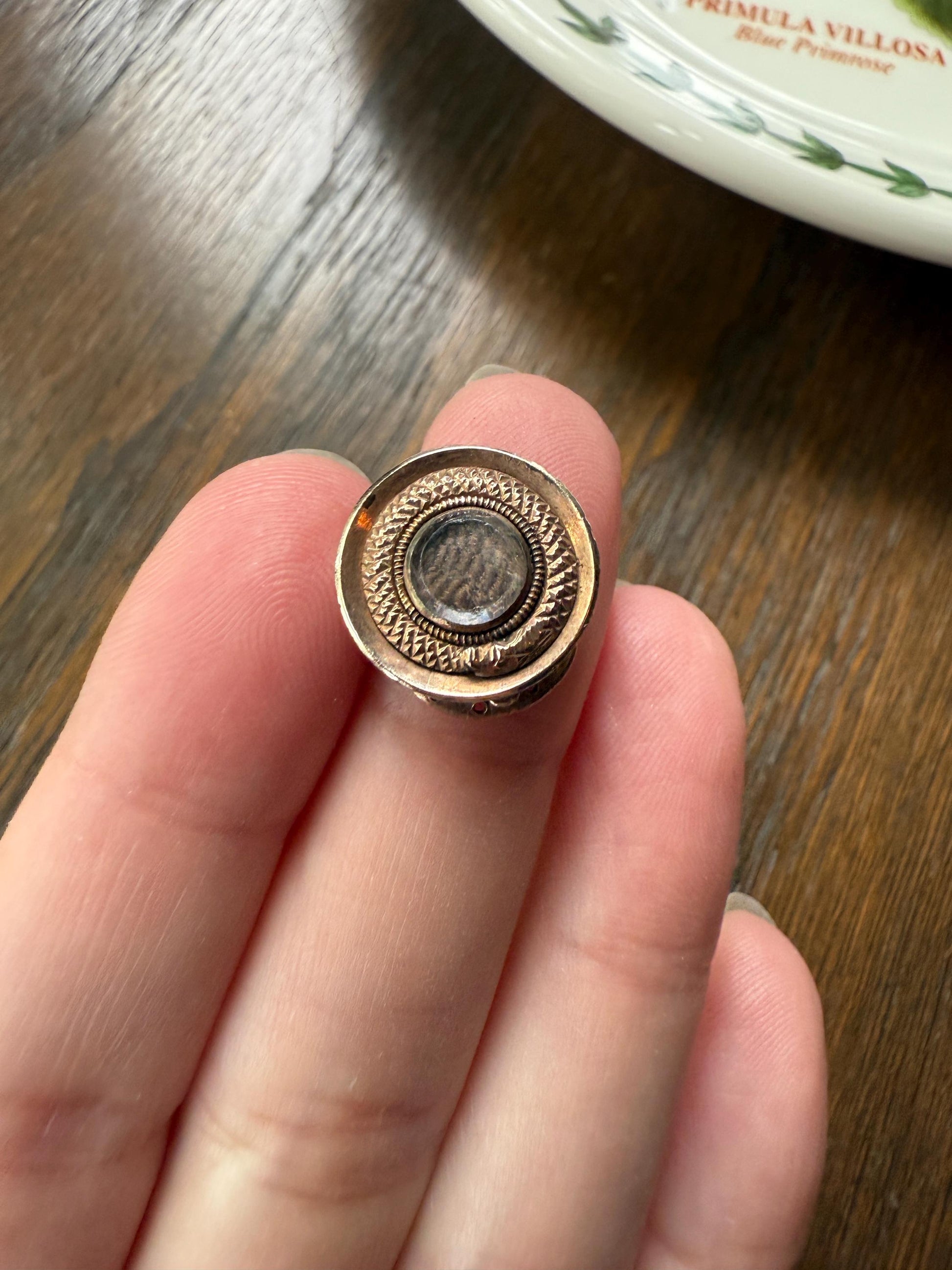 OUROBOROS Coiled SNAKE Georgian early Victorian Antique Figural Clasp Pendant 9k Rosy Gold Hair Locket Love Gift Extender Connector Not 10k