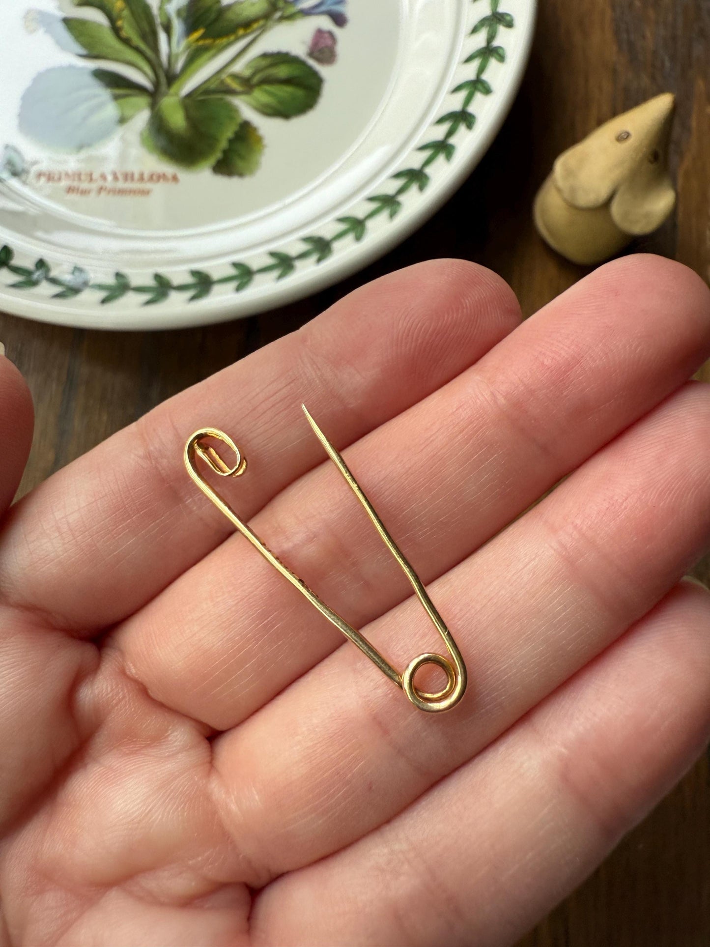 Antique c1923 Safety Pin Brooch Figural 18k Gold Bar Pendant Charm Holder Art Deco Extender Connector Parts Neckmess Neckstack Useful Gift
