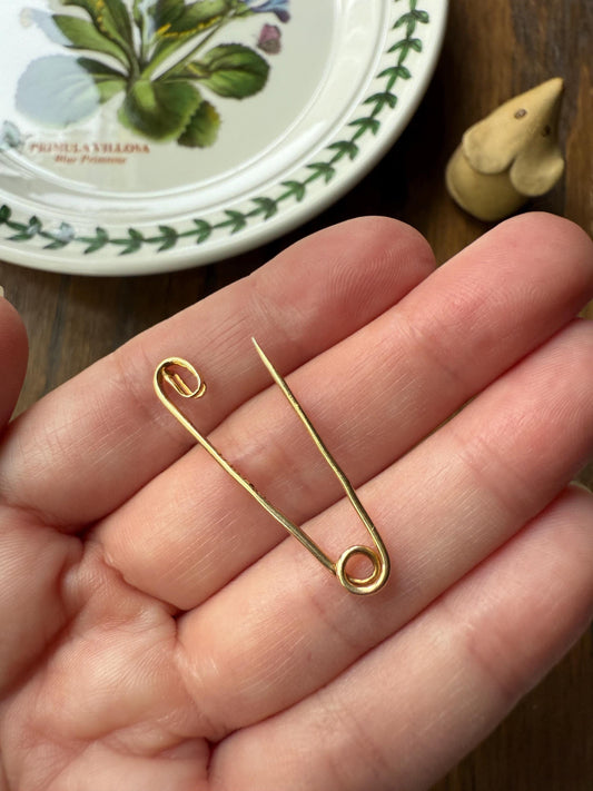 Antique c1923 Safety Pin Brooch Figural 18k Gold Bar Pendant Charm Holder Art Deco Extender Connector Parts Neckmess Neckstack Useful Gift
