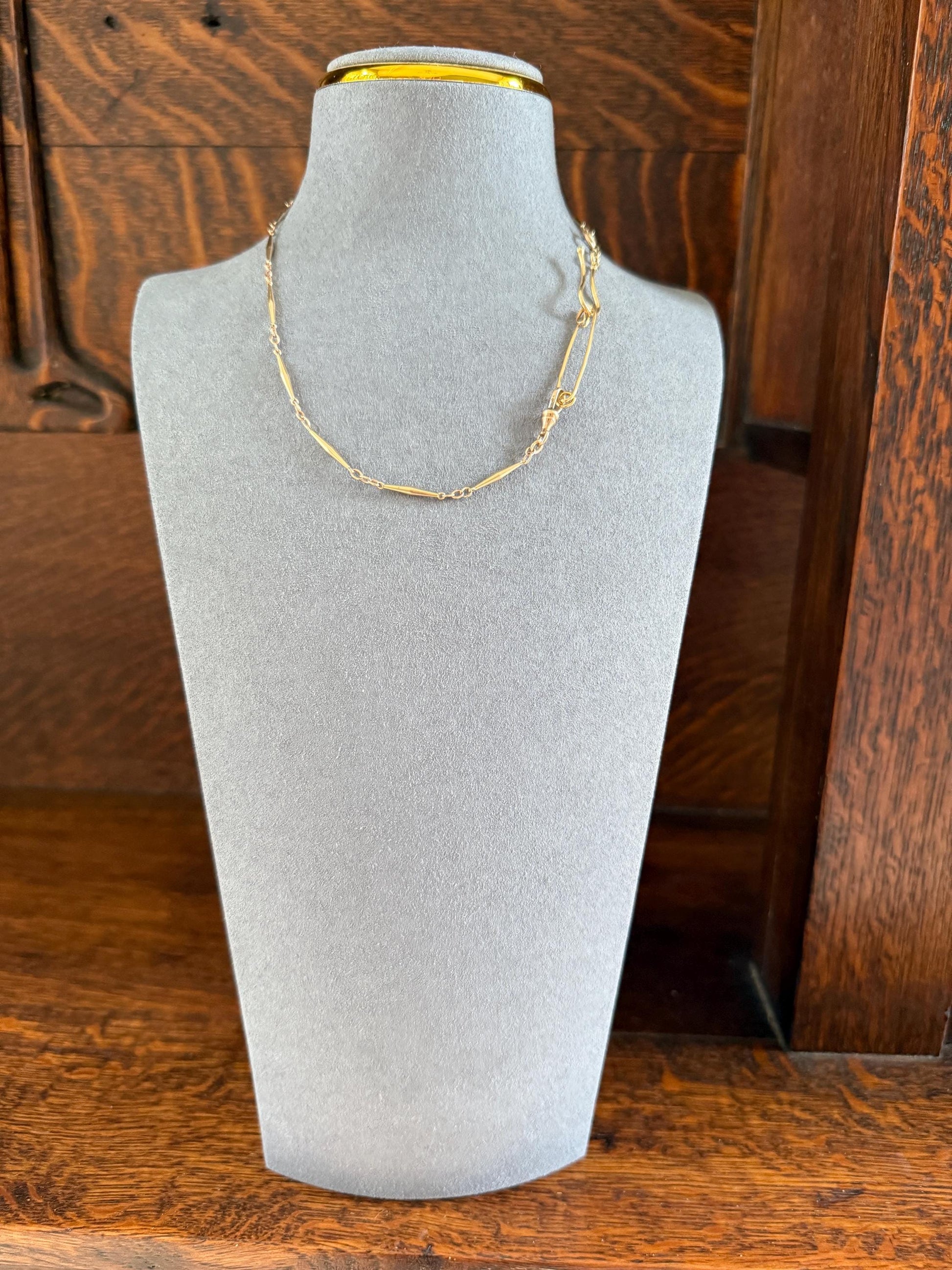 Antique c1923 Safety Pin Brooch Figural 18k Gold Bar Pendant Charm Holder Art Deco Extender Connector Parts Neckmess Neckstack Useful Gift