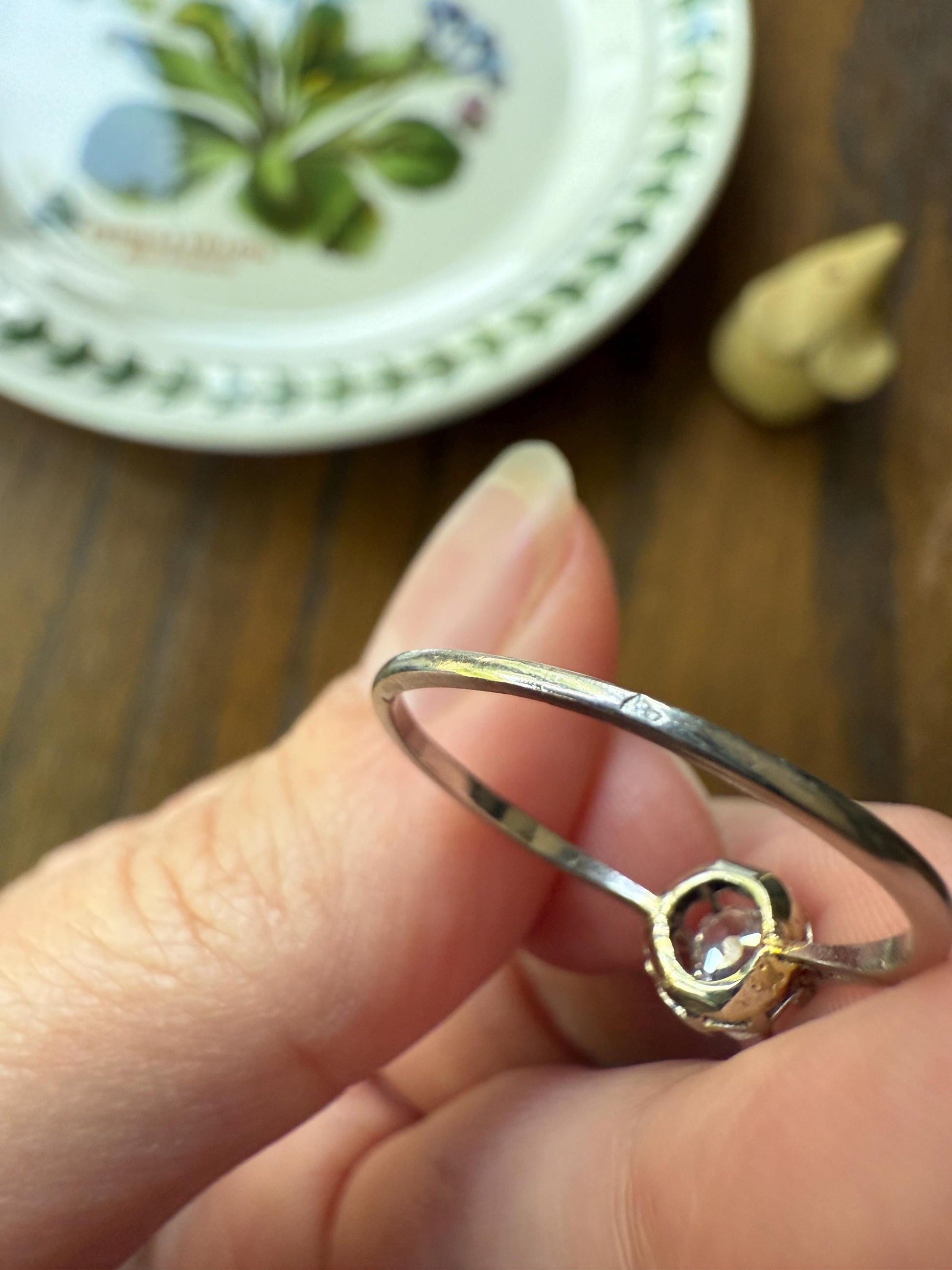 PEAR Old Mine Cut DIAMOND .5 Carat Original Antique Solitiare Ring French Platinum Skinny Band Buttercup Daily Wear Engagement Setting OmC