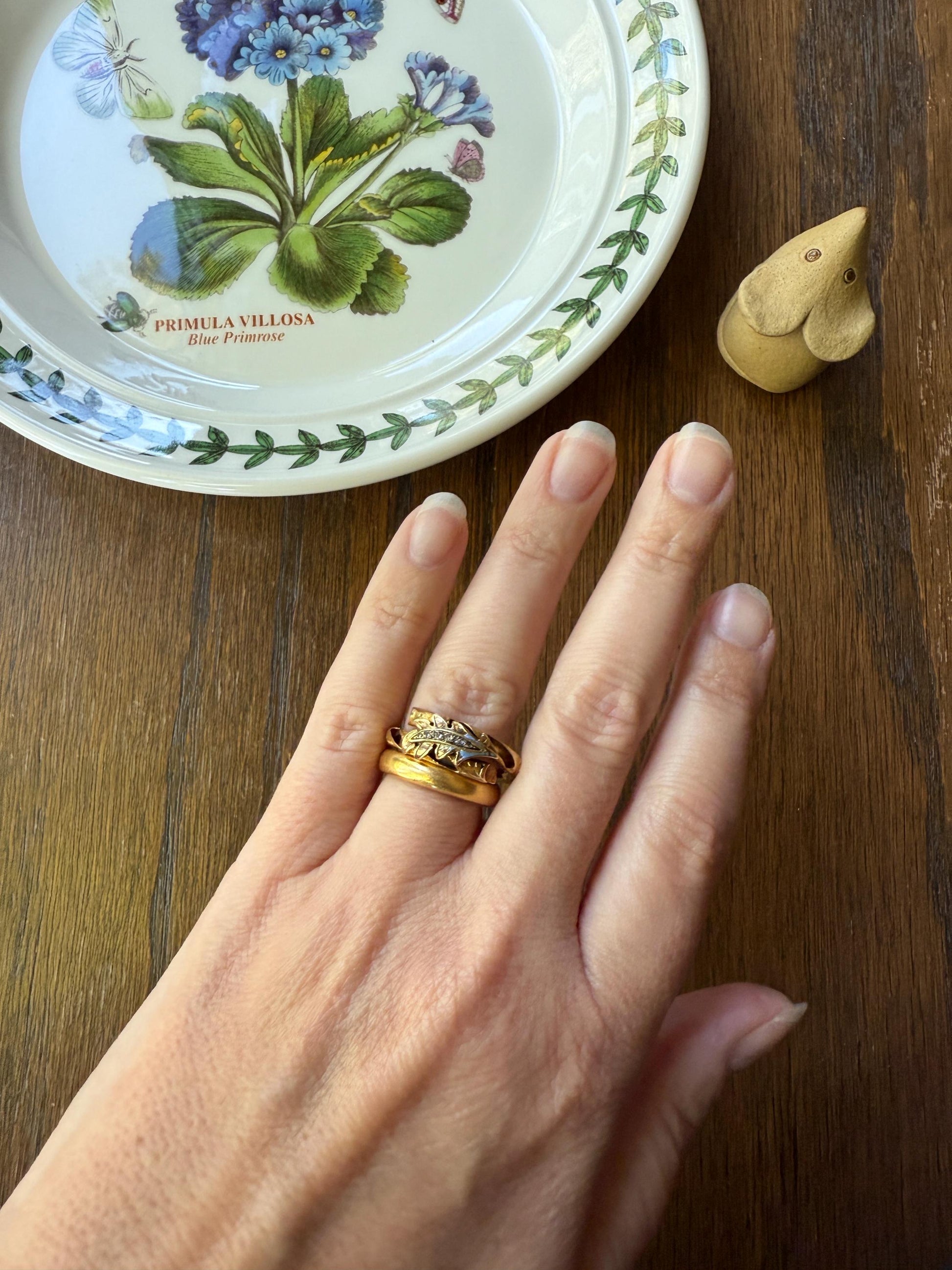 BRANCH Vine Leaf Wood Tree Rose Cut Diamonds Figural Victorian Band 14k Gold Figural Ring Comfort Fit 3D Donut Stacker Band Sentimental Gift
