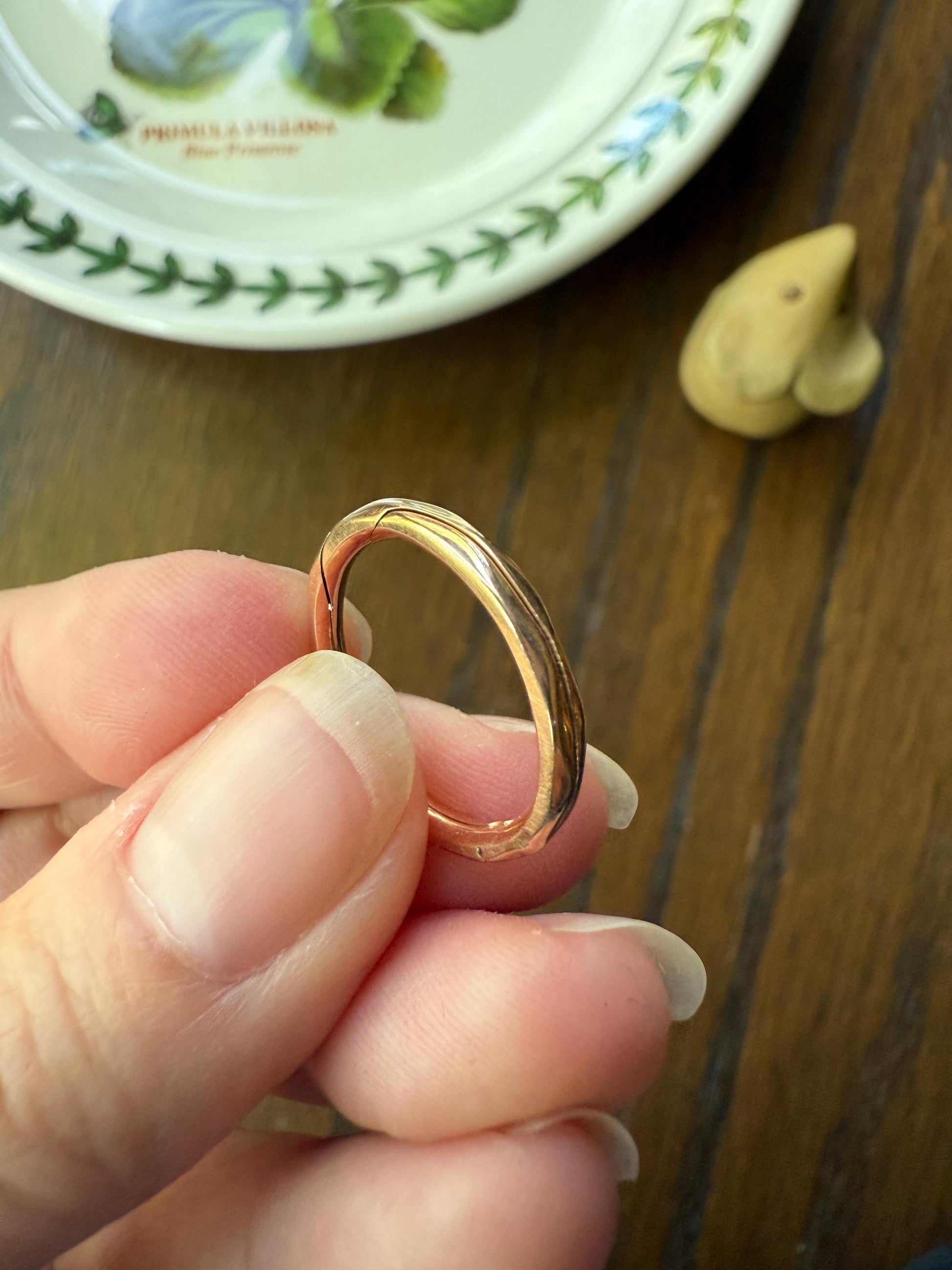 DATED 1833 GEORGIAN Era French Antique 18k Gold GIMMEL Twin Wedding Band Skinny Puzzle RiNG Beveled Faceted Stacker Gift Love Victorian
