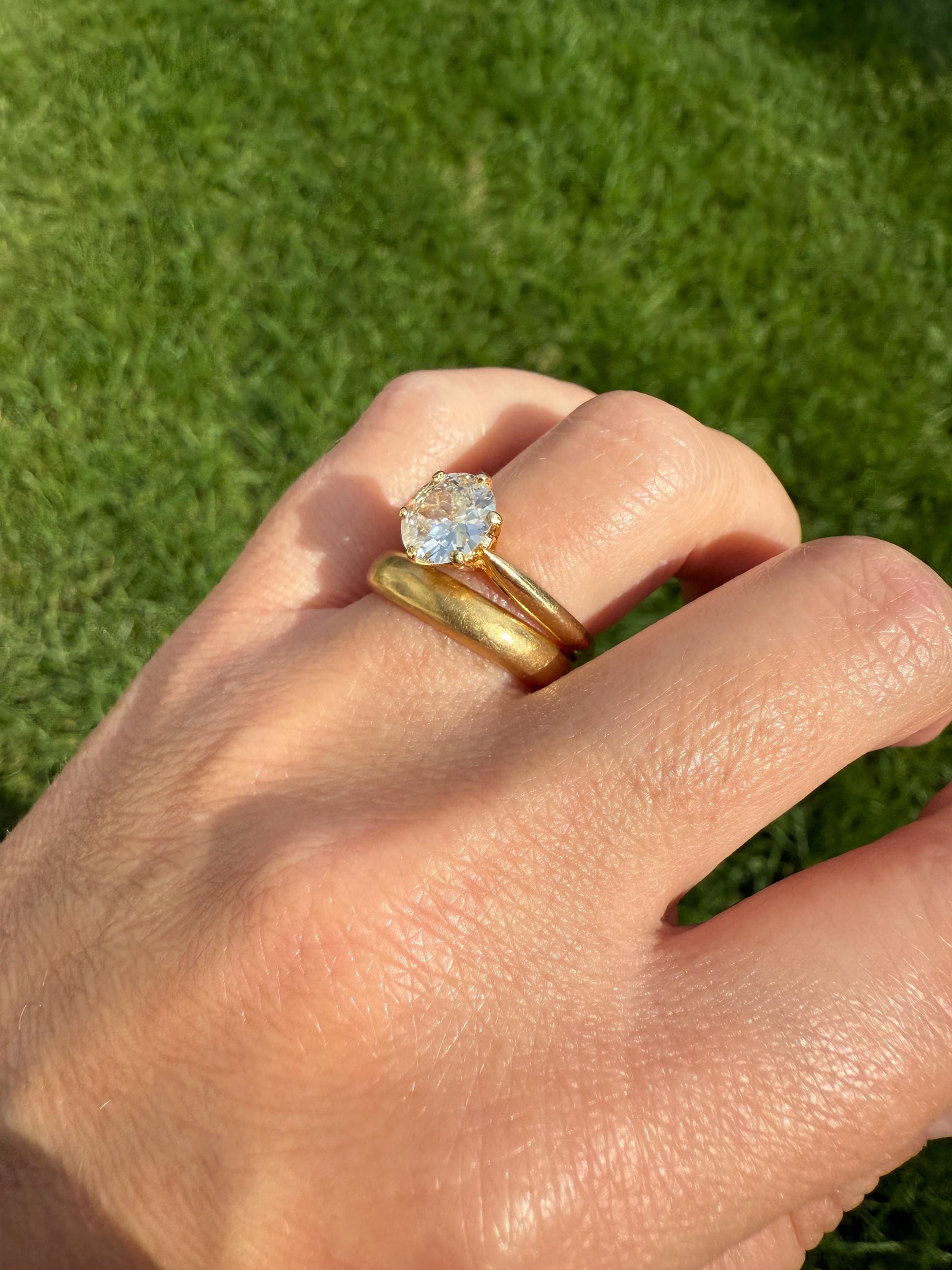 Antique Spready 1.6 CARAT Tall Old Mine Cut DIAMOND Solitaire French Engagement Ring 18k Gold Faces Up 1.8 OMC Daily Wear Stacker Love Gift