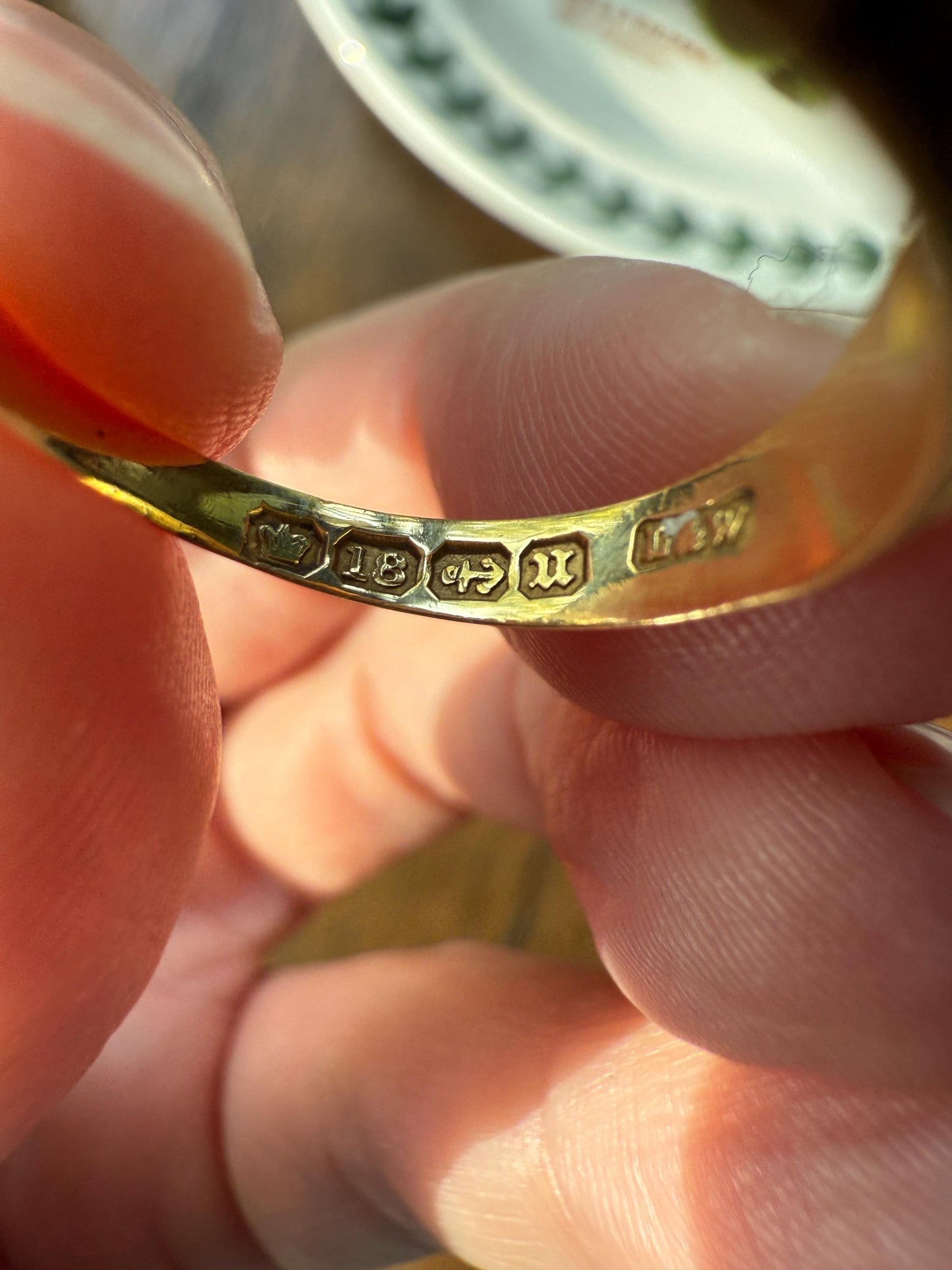 FIVE Stone Old Mine Cut DIAMOND Gypsy Band 18k Gold Antique Ring 0.6 Carat Antique Edwardian Victorian Stacker OmC Square Geometric Linear