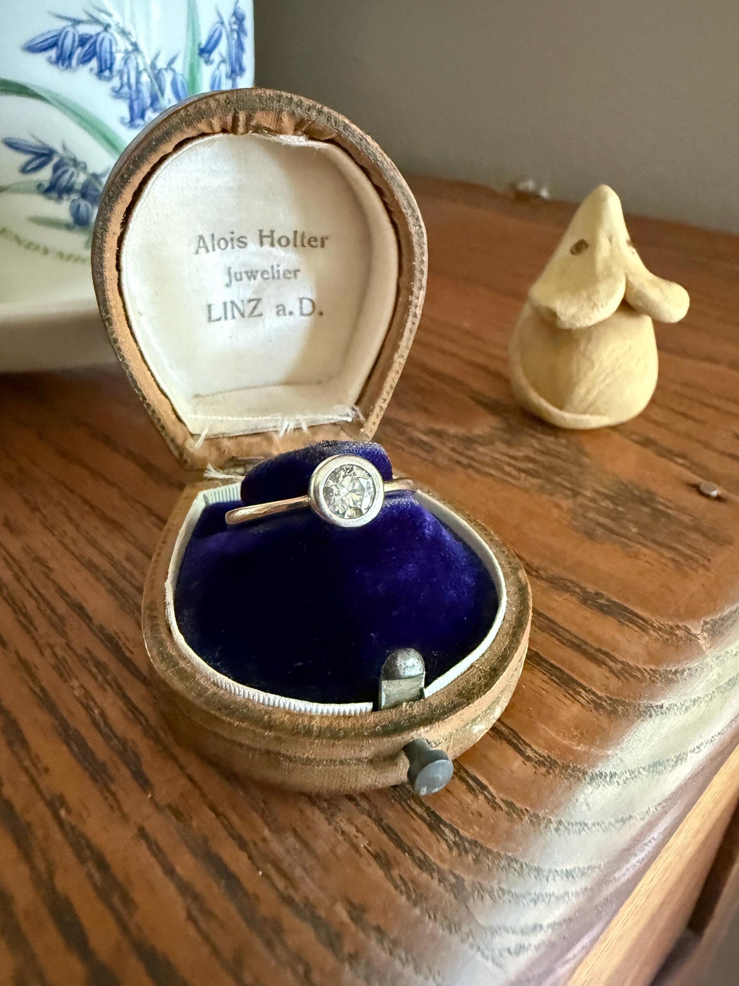 Vintage .67 Carat Eye Clean Transitional Cut Diamond Ring Cupped Bezel Set Solitaire Ring Stacker 9k Gold 2/3 Carat .67ctw