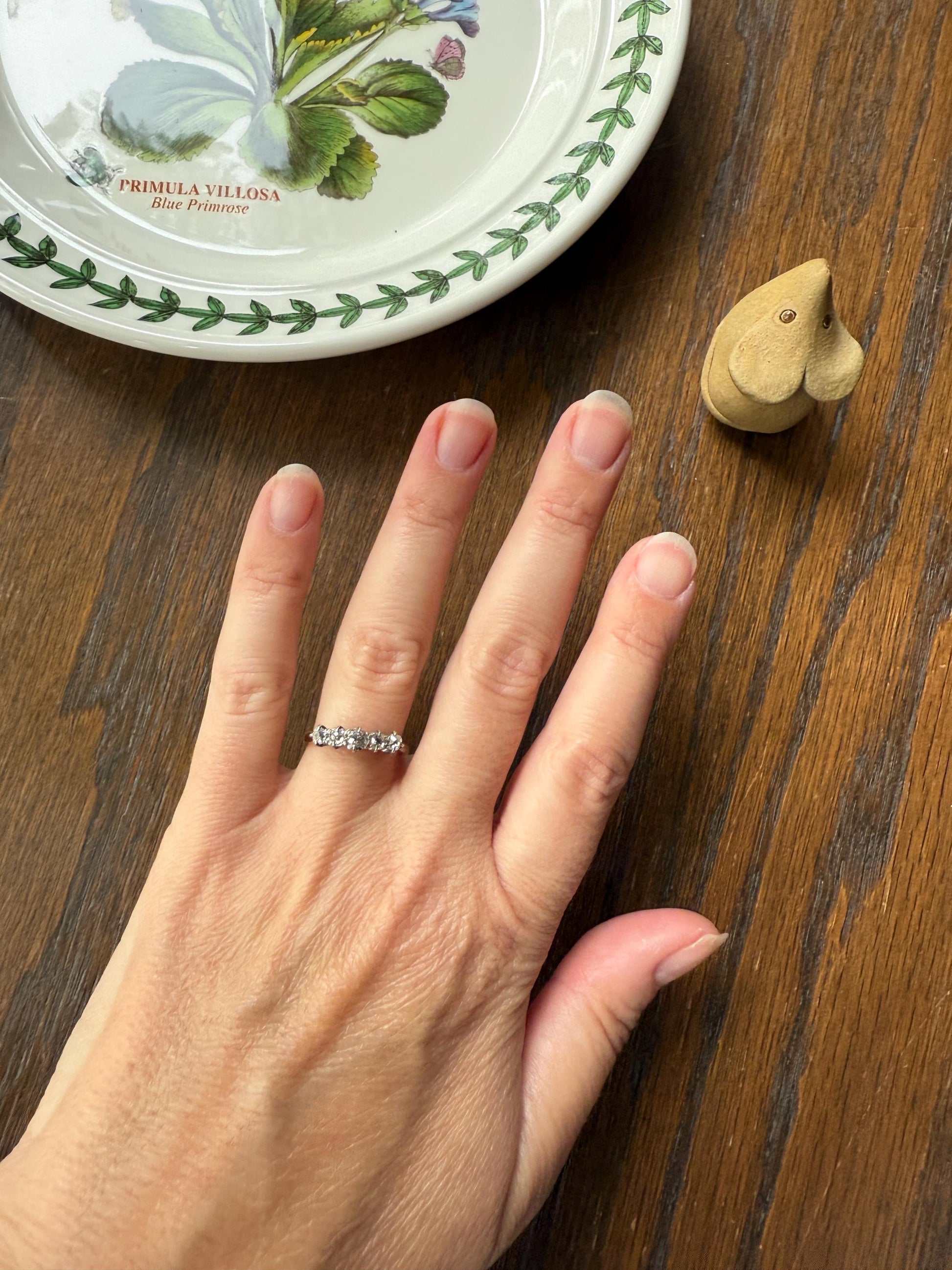 TALL Antique 0.6 Ctw Five Stone Chunky Old Mine Cut Diamond 18k Gold Band Romantic Gift Wedding Stacker Ringstack OMC
