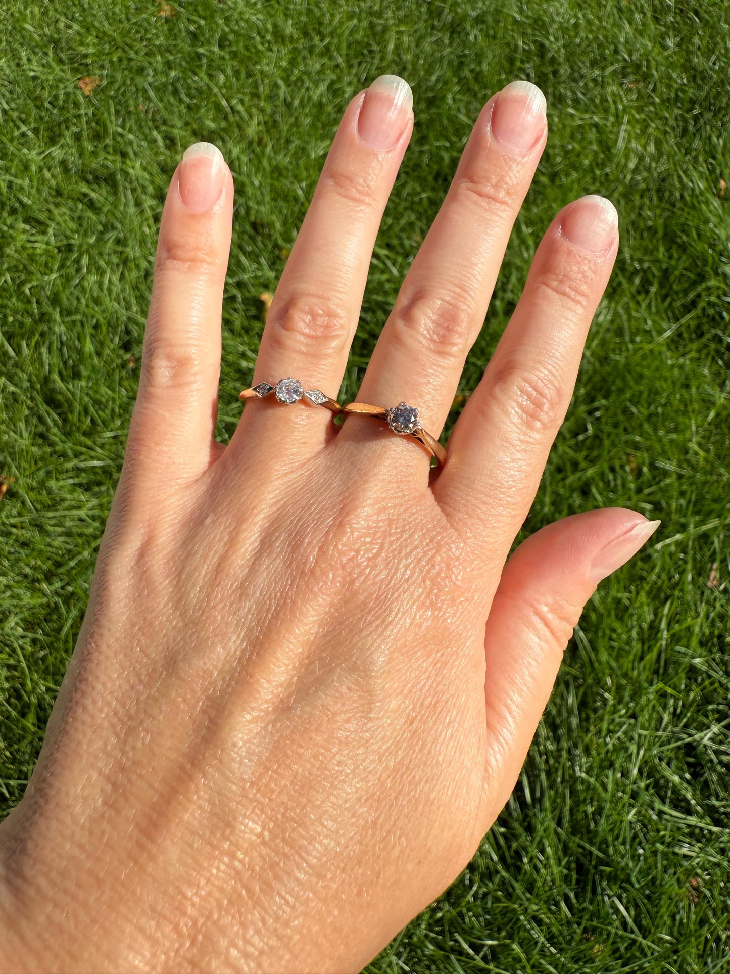 CHAMPAGNE Vintage Natural DIAMOND .3 Carat Fancy Light Brown Ring 9k Gold Wedding Engagement Tall Solitaire Stacker Romantic Gift