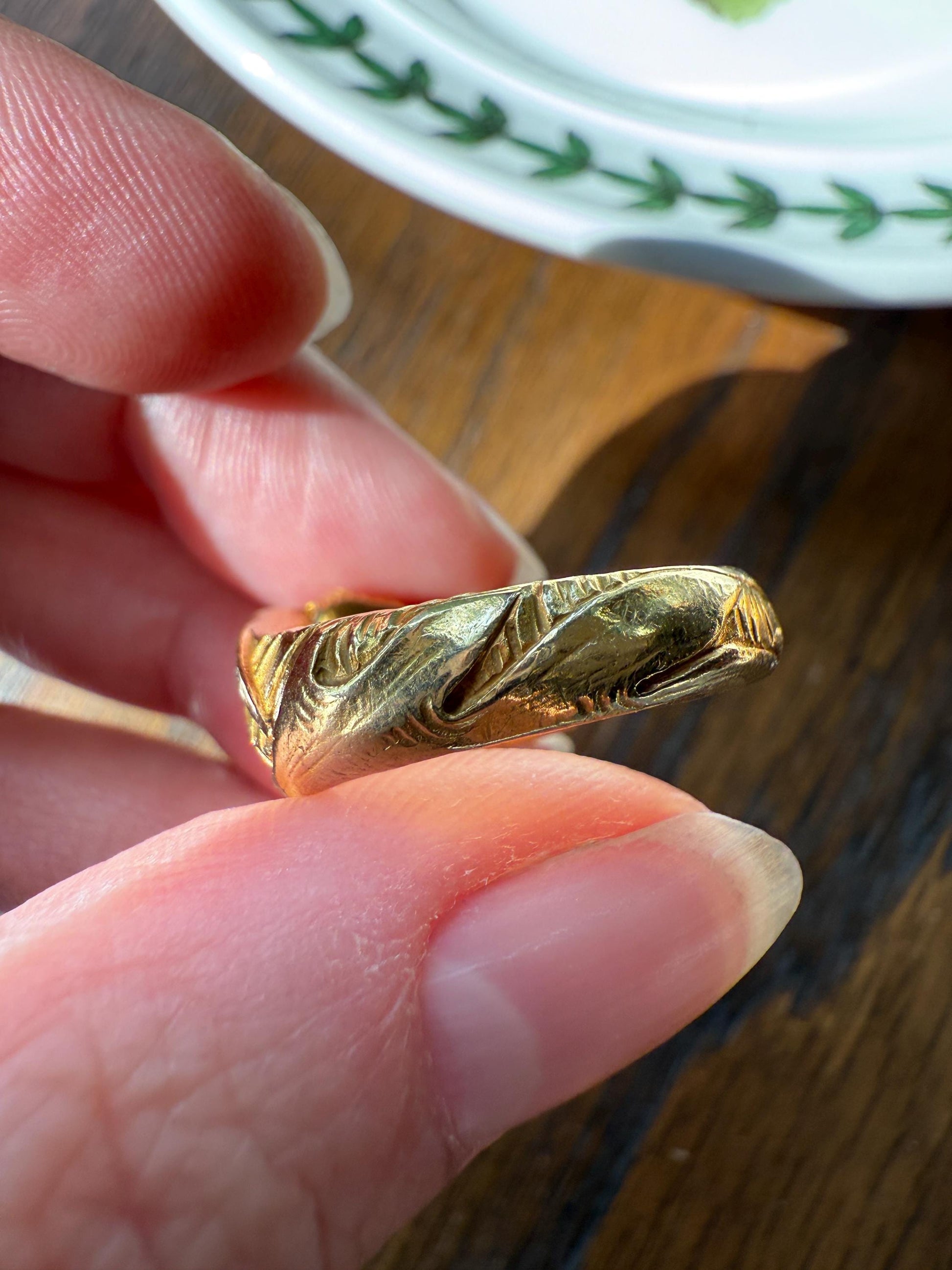 DRAGON Heavy Antique 1 Carat Old European Cut Diamond Figural Ring 12.6g 18k Gold Solid Gargoyle Chimera Belle Epoque Art Nouveau Unisex OEC