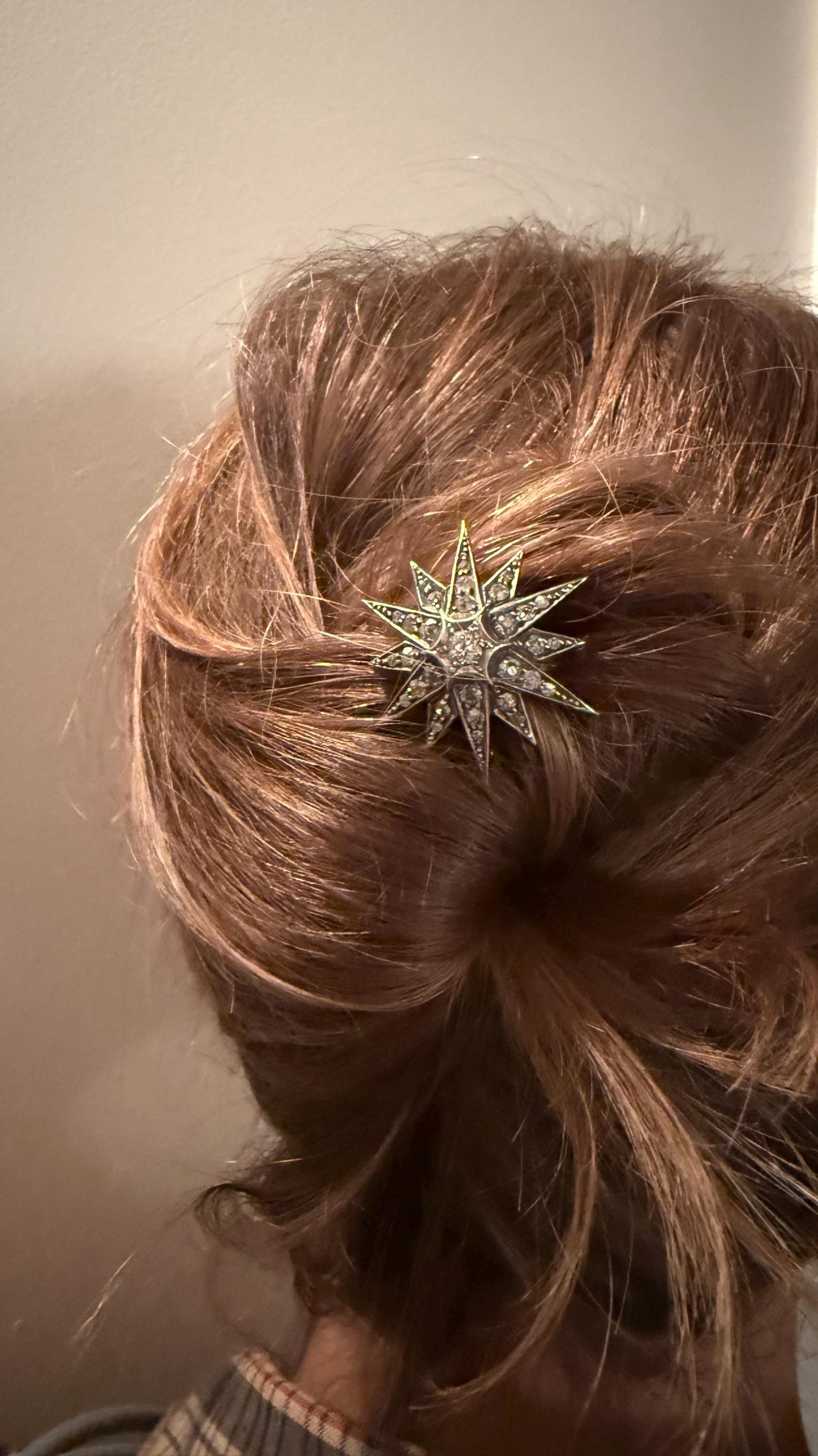 STAR Antique CONVERTIBLE Pendant Hair Pin Brooch BOXED 1 1/4 Carat Old Mine Cut Diamond Cluster 14k Gold Silver Victorian Gift Bridal 1.25Ct