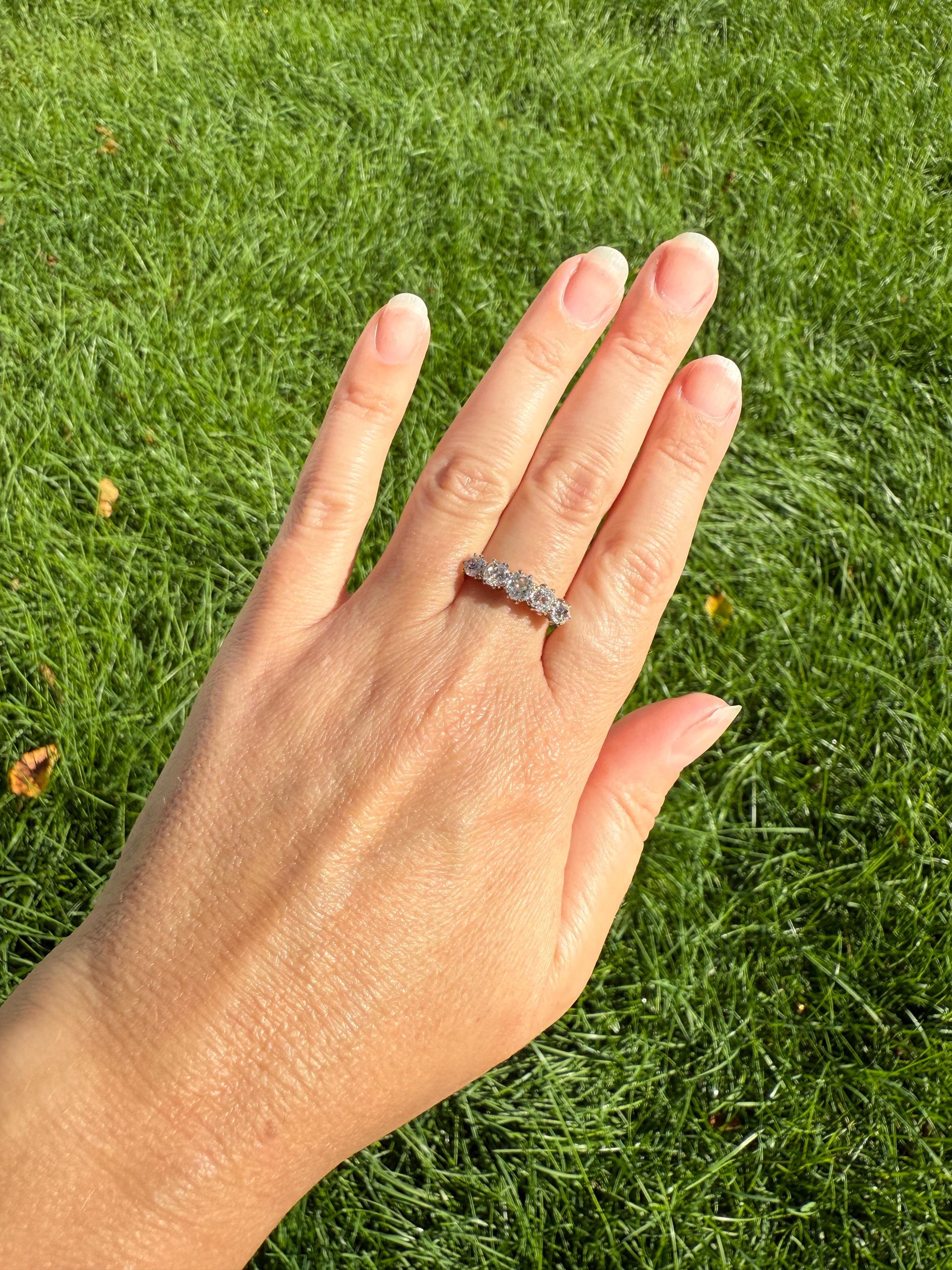 Five Stone Victorian Antique 1.75 CARAT Old Mine Cut DIAMOND Tall Stacker Ring 18k Gold Skinny Band Wedding Anniversary Romantic Gift OMC