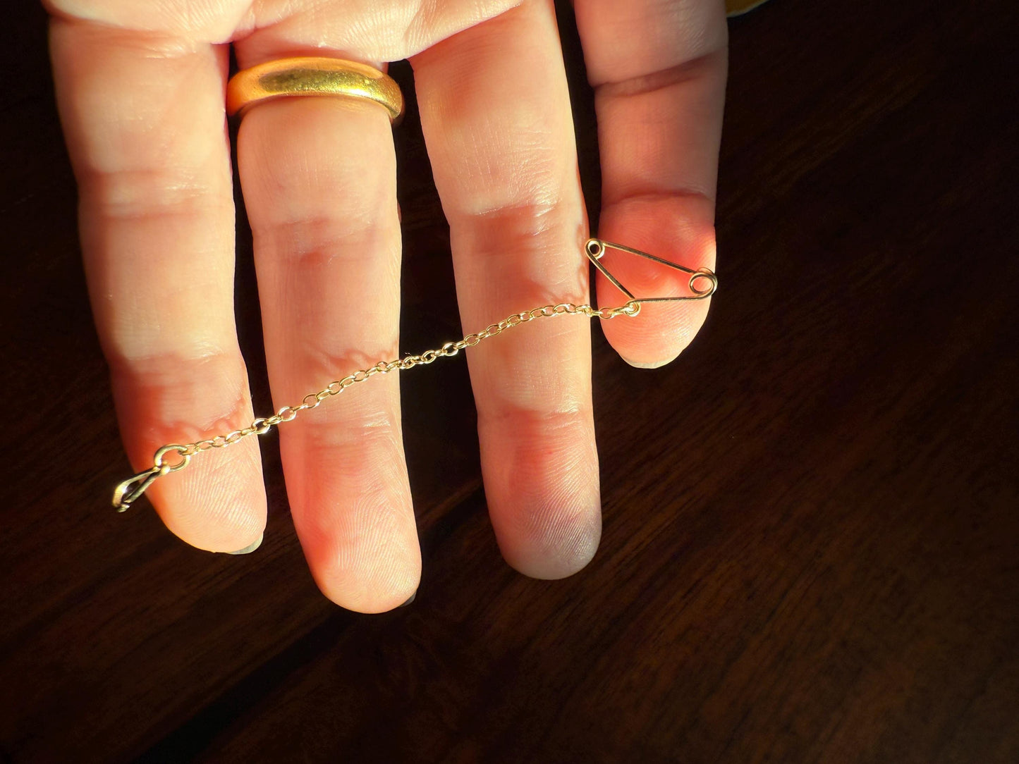 Safety Chain Doodad Pin Hanger HOOK Dainty CHAIN ANTIQUE .5g 10k Gold Solid 72mm Pendant Holder Extender Connector Neckmess Parts Findings