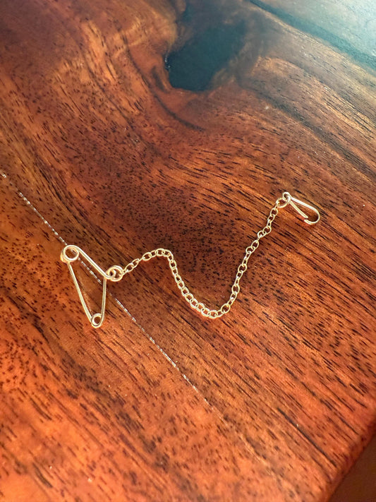 Safety Chain Doodad Pin Hanger HOOK Dainty CHAIN ANTIQUE .5g 10k Gold Solid 72mm Pendant Holder Extender Connector Neckmess Parts Findings